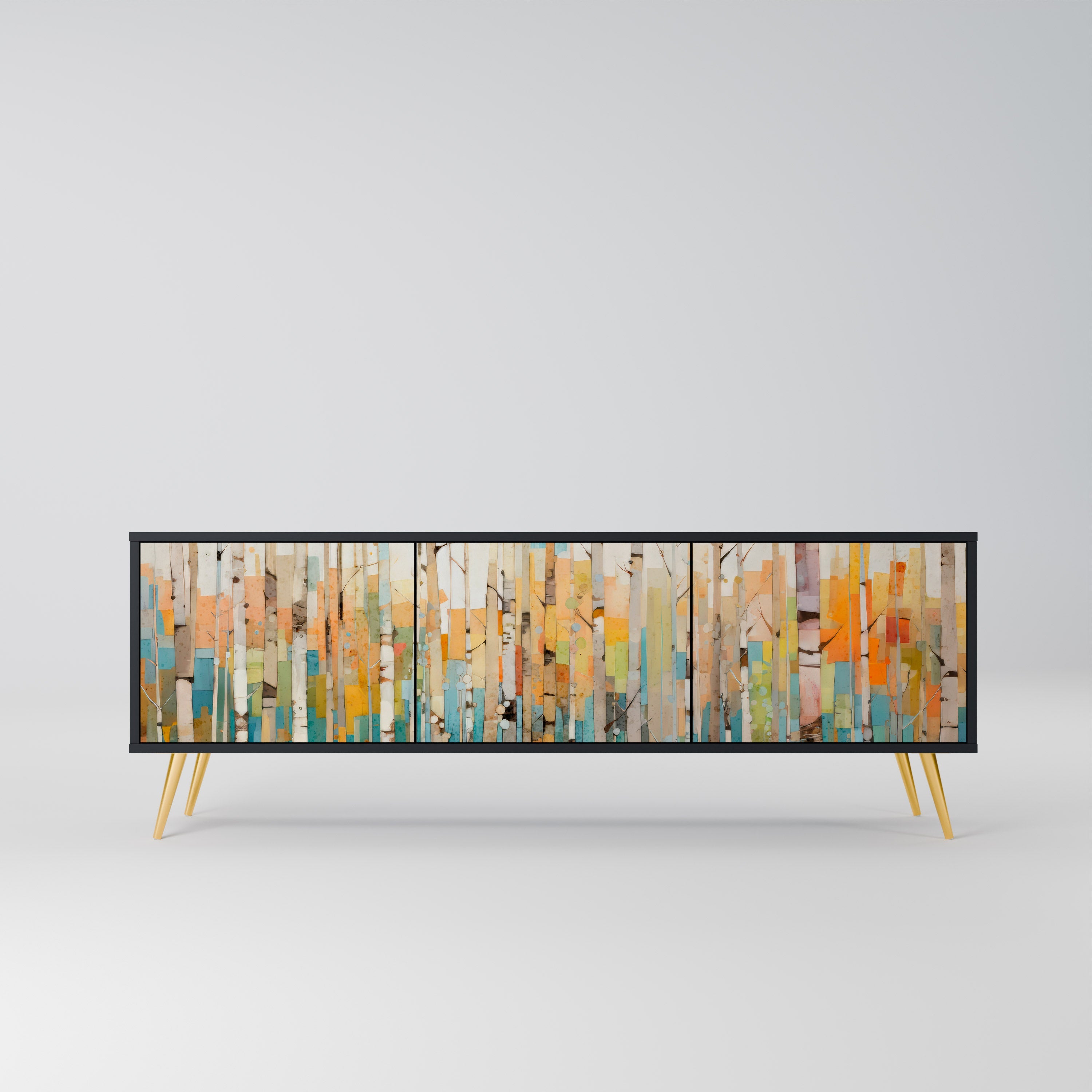 BIRCH KALEIDOSCOPE TV-Lowboard mit 3 Türen in Schwarz