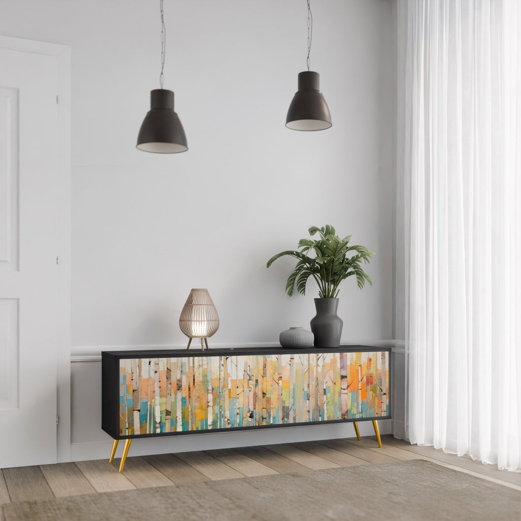 BIRCH KALEIDOSCOPE TV-Lowboard mit 3 Türen in Schwarz