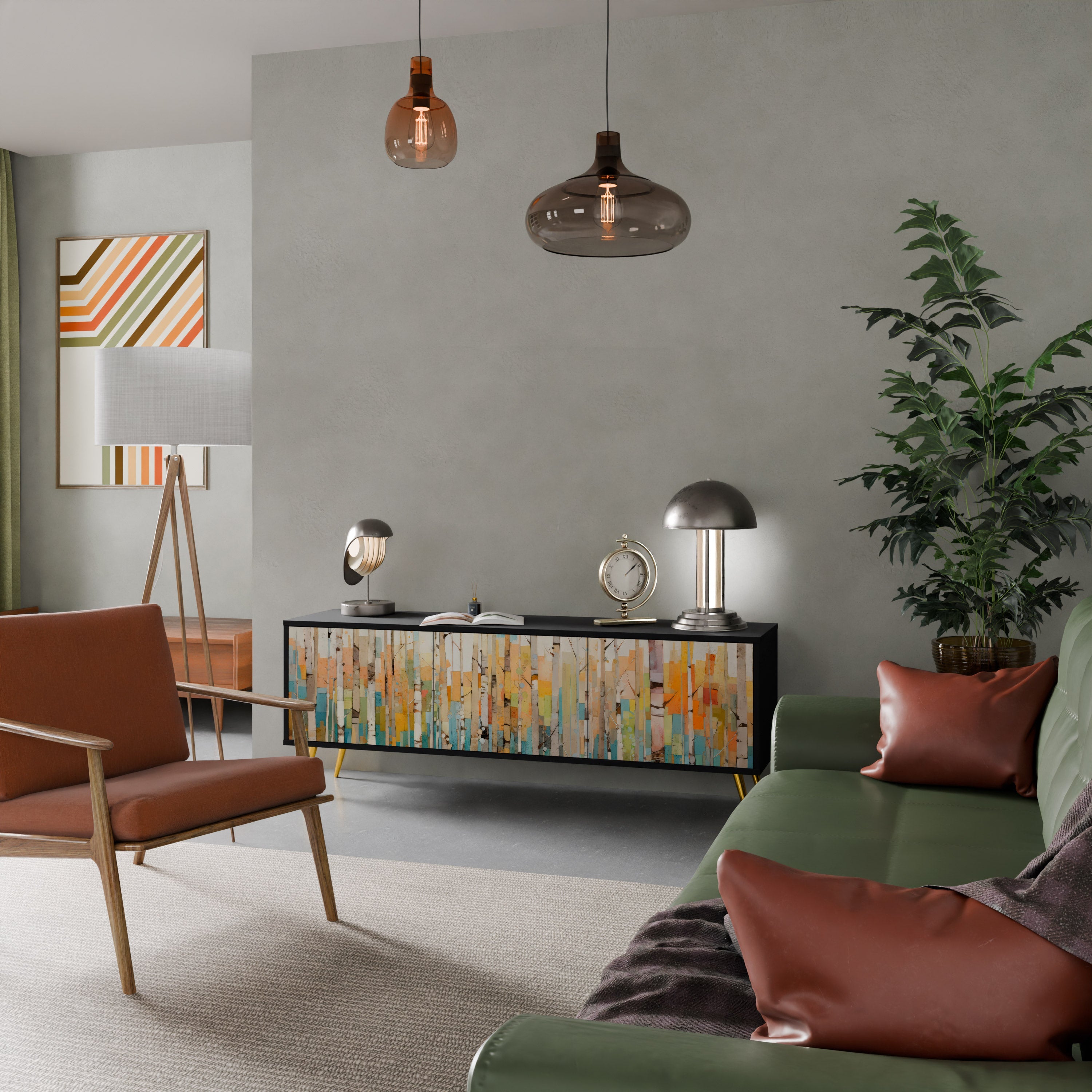 BIRCH KALEIDOSCOPE TV-Lowboard mit 3 Türen in Schwarz