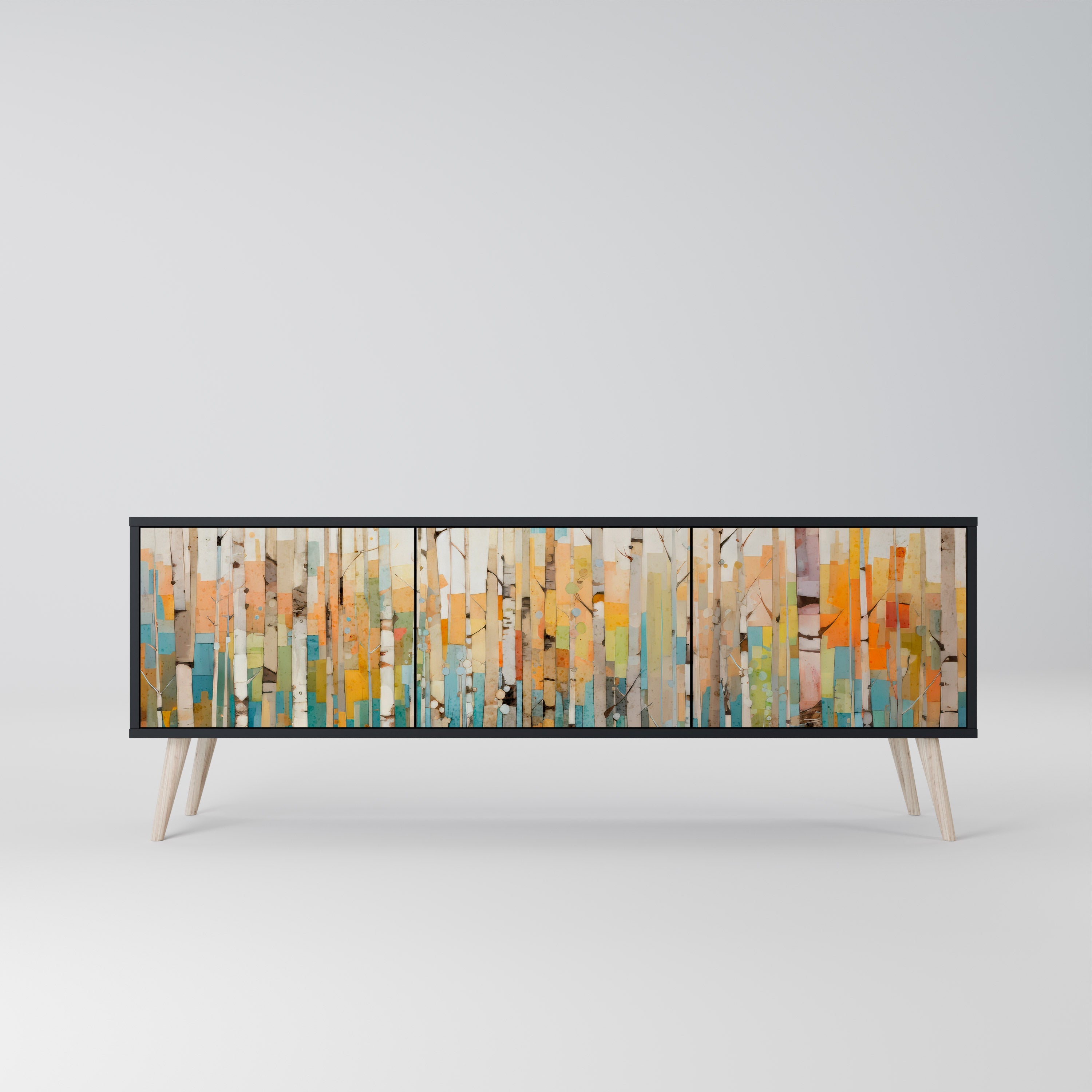 BIRCH KALEIDOSCOPE TV-Lowboard mit 3 Türen in Schwarz