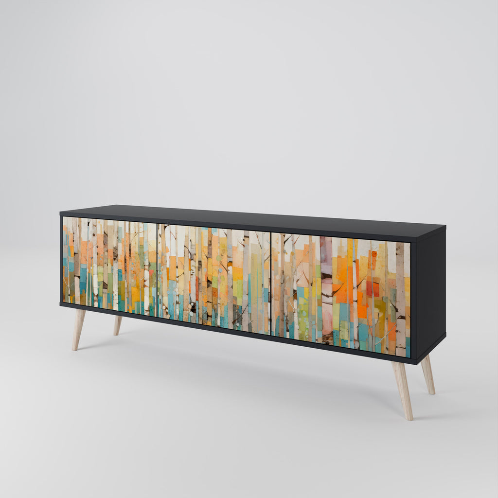 BIRCH KALEIDOSCOPE TV-Lowboard mit 3 Türen in Schwarz