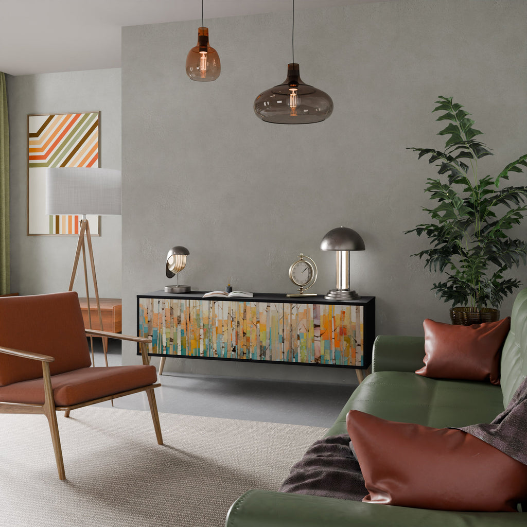 BIRCH KALEIDOSCOPE TV-Lowboard mit 3 Türen in Schwarz