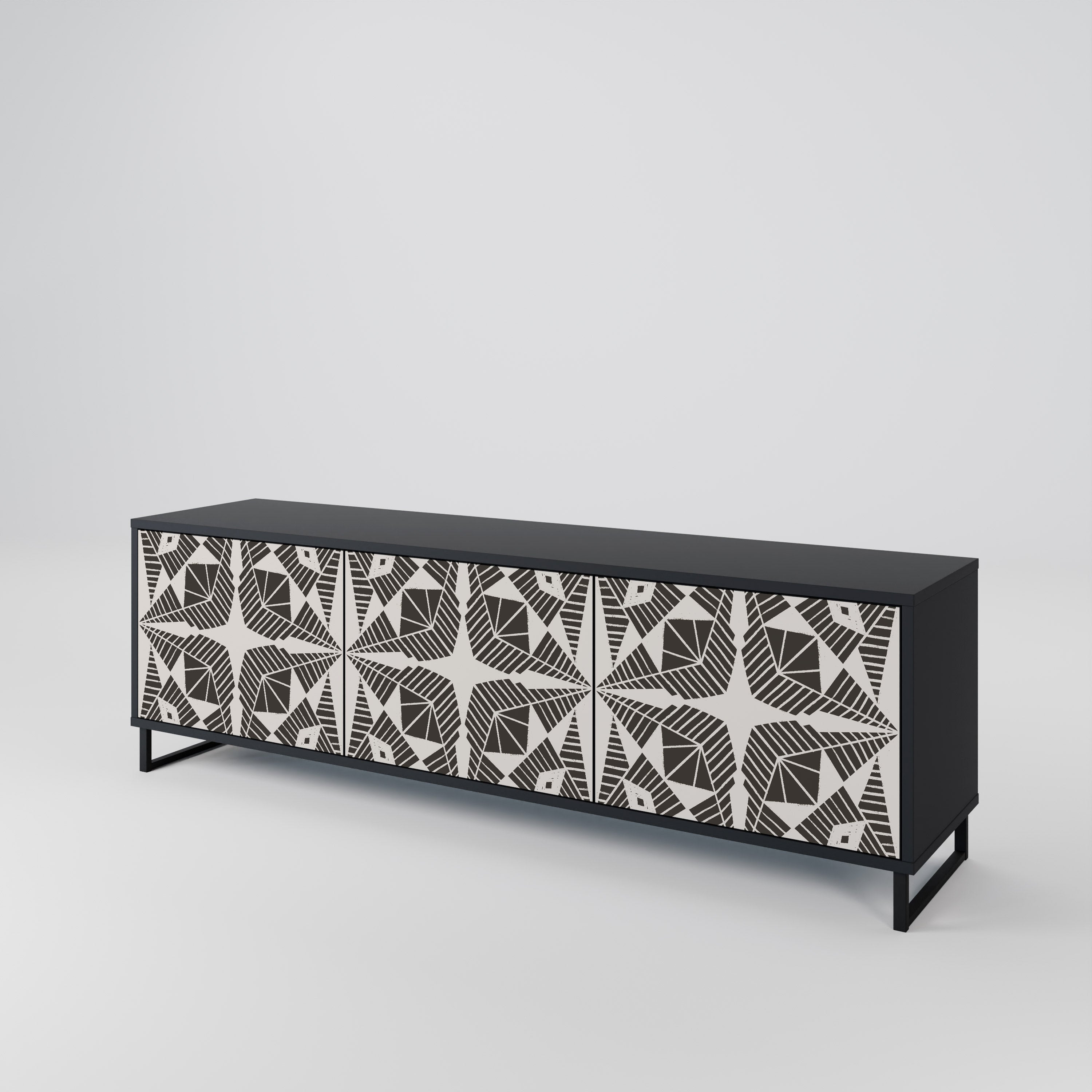 MONOCHROME NEXUS TV-Lowboard mit 3 Türen in Schwarz