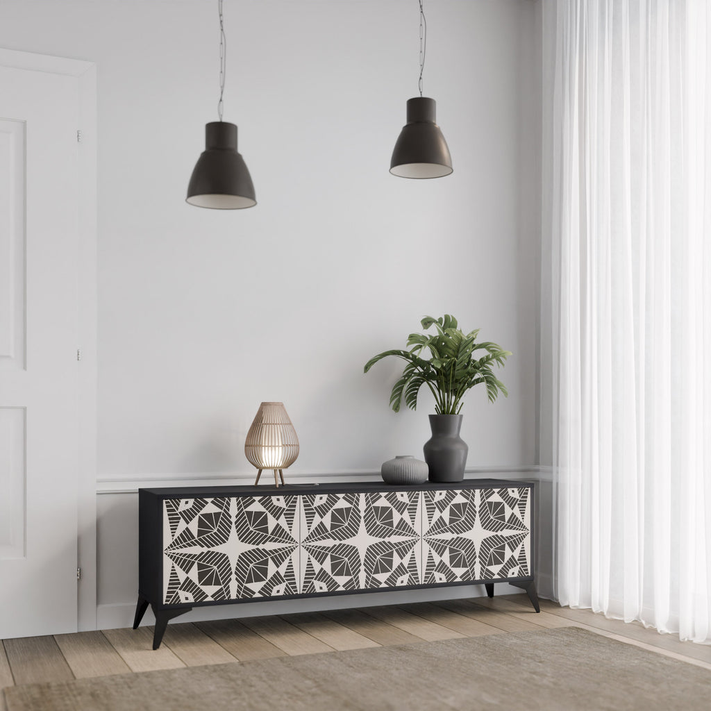 MONOCHROME NEXUS TV-Lowboard mit 3 Türen in Schwarz