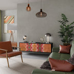 INDIAN FOLK TV-Lowboard mit 3 Türen in Schwarz