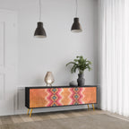 INDIAN FOLK TV-Lowboard mit 3 Türen in Schwarz