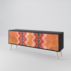 INDIAN FOLK TV-Lowboard mit 3 Türen in Schwarz