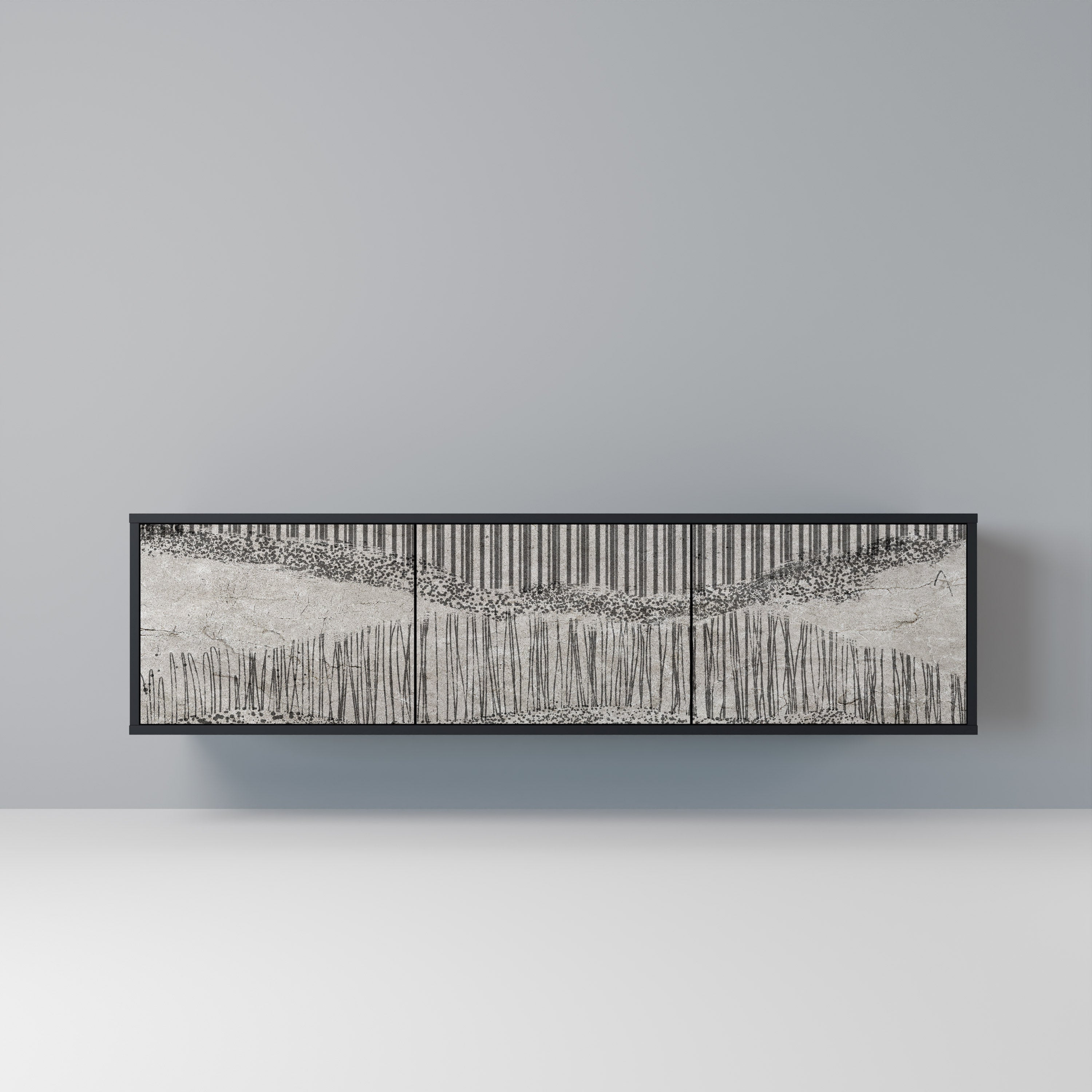 GRAIN LINES TV-Lowboard mit 3 Türen in Schwarz