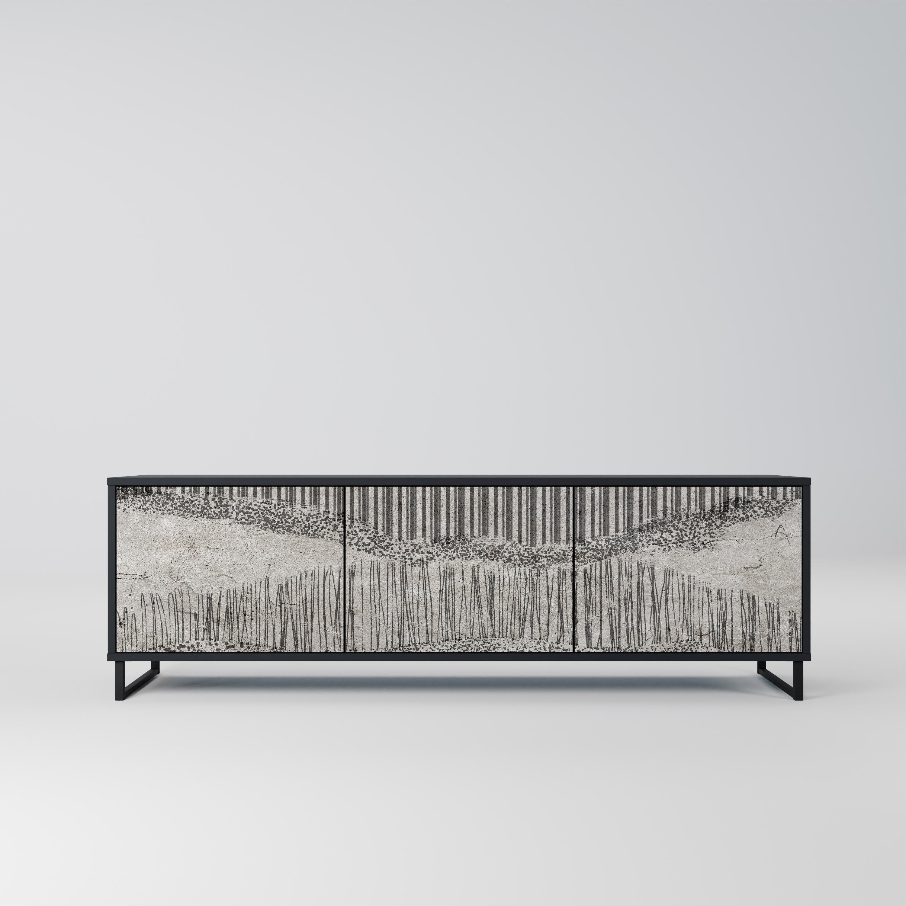 GRAIN LINES TV-Lowboard mit 3 Türen in Schwarz