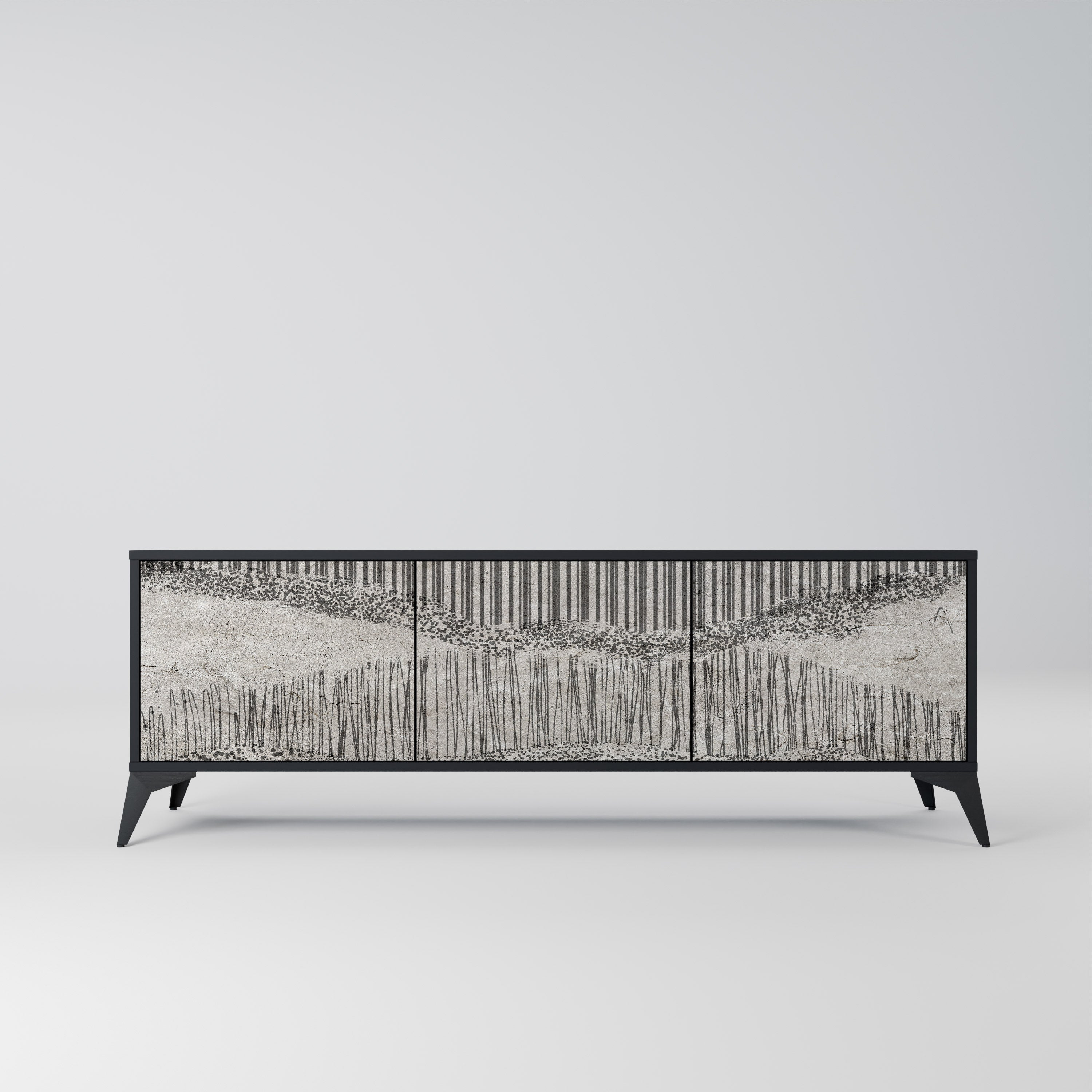 GRAIN LINES TV-Lowboard mit 3 Türen in Schwarz