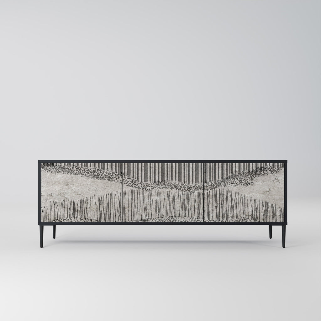 GRAIN LINES TV-Lowboard mit 3 Türen in Schwarz
