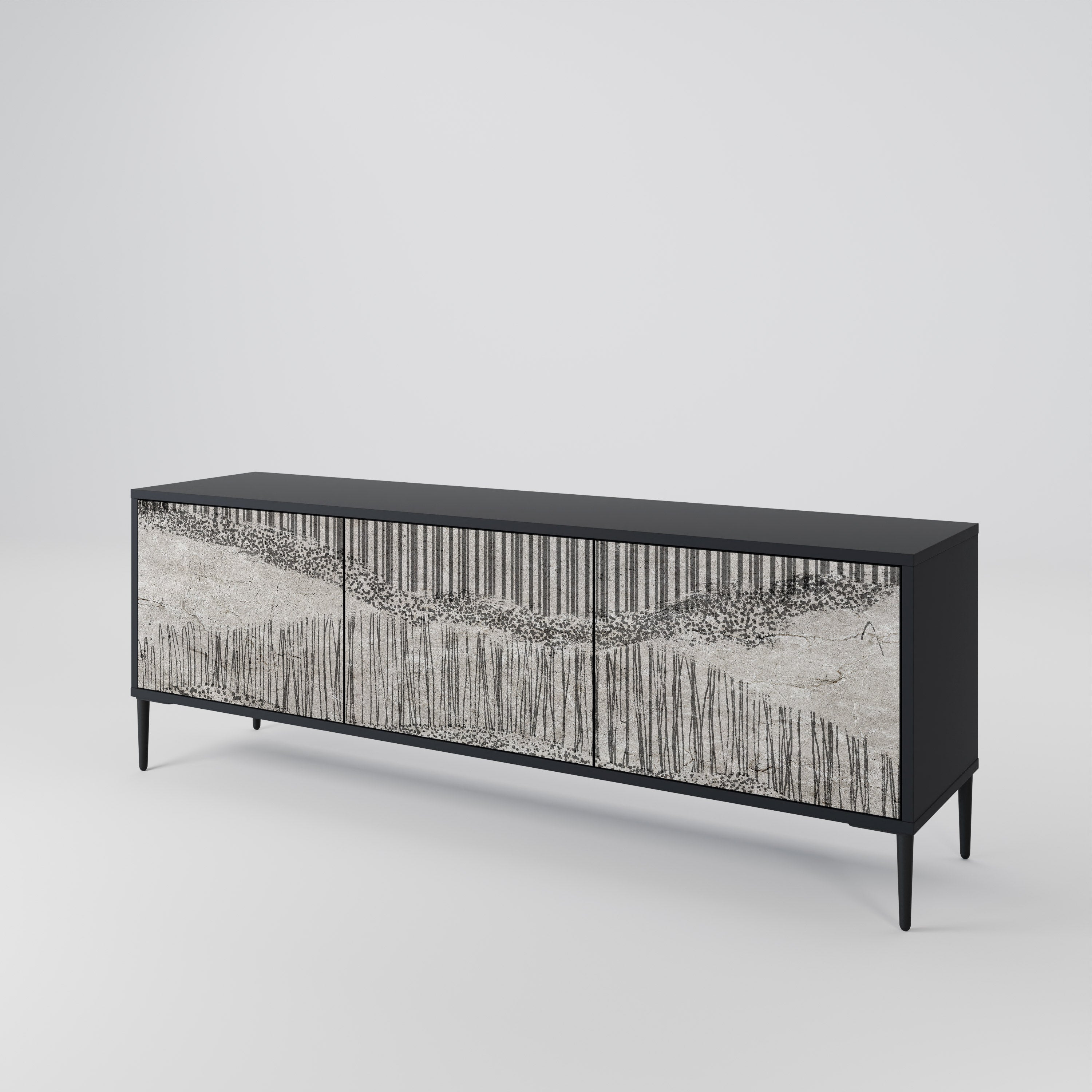 GRAIN LINES TV-Lowboard mit 3 Türen in Schwarz