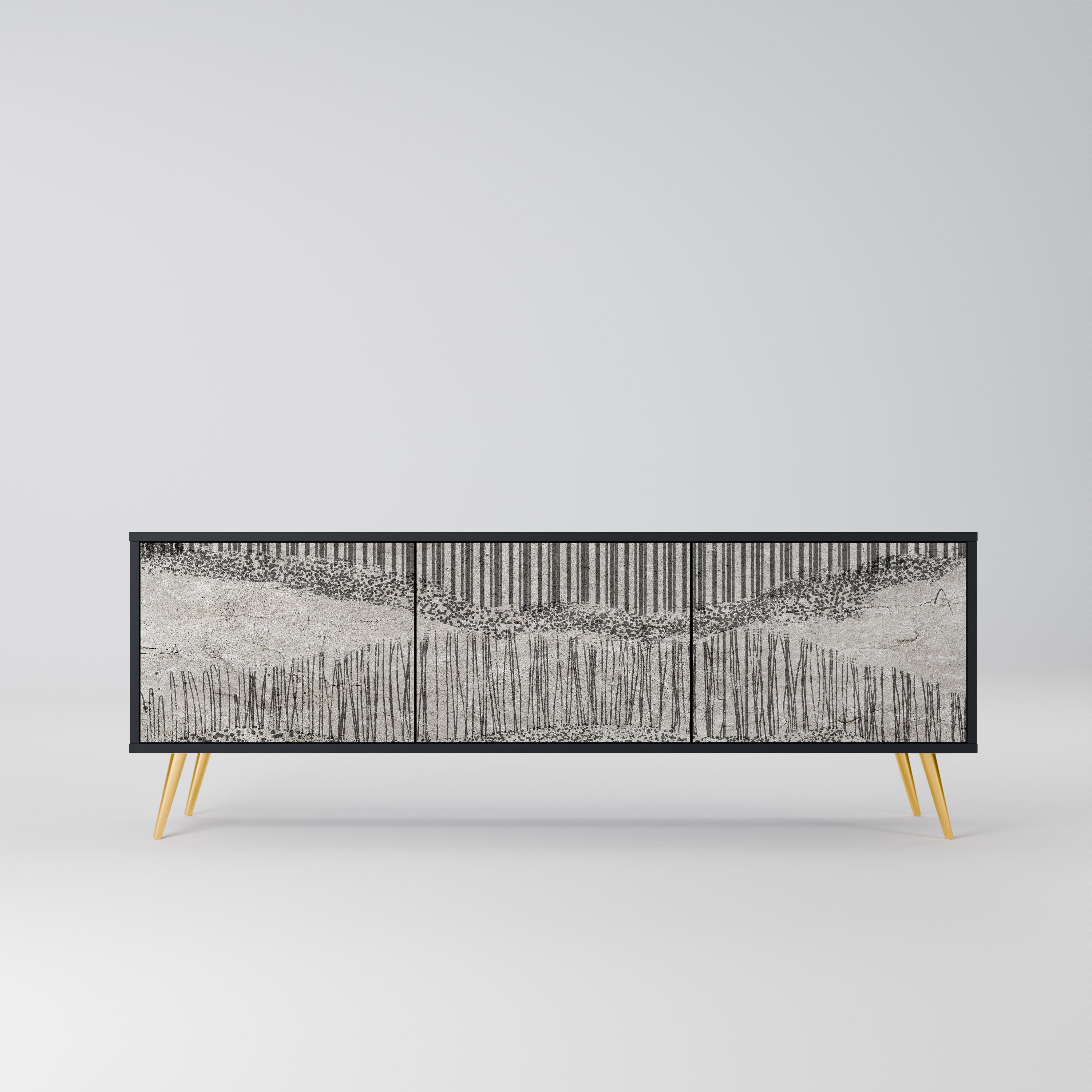 GRAIN LINES TV-Lowboard mit 3 Türen in Schwarz