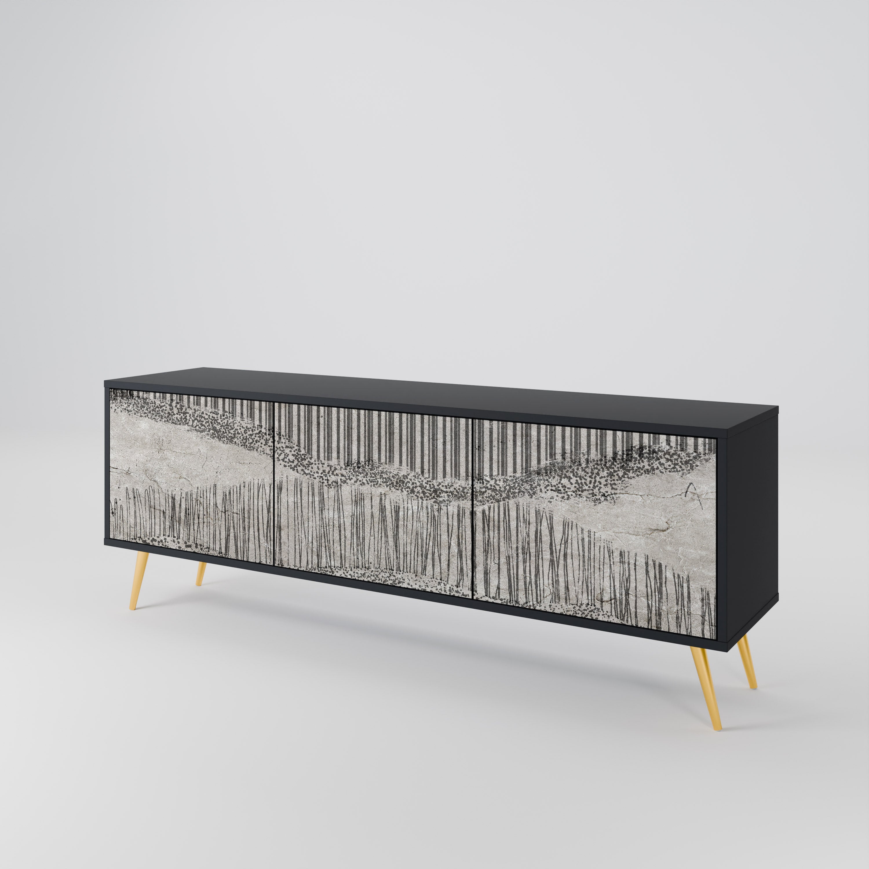 GRAIN LINES TV-Lowboard mit 3 Türen in Schwarz