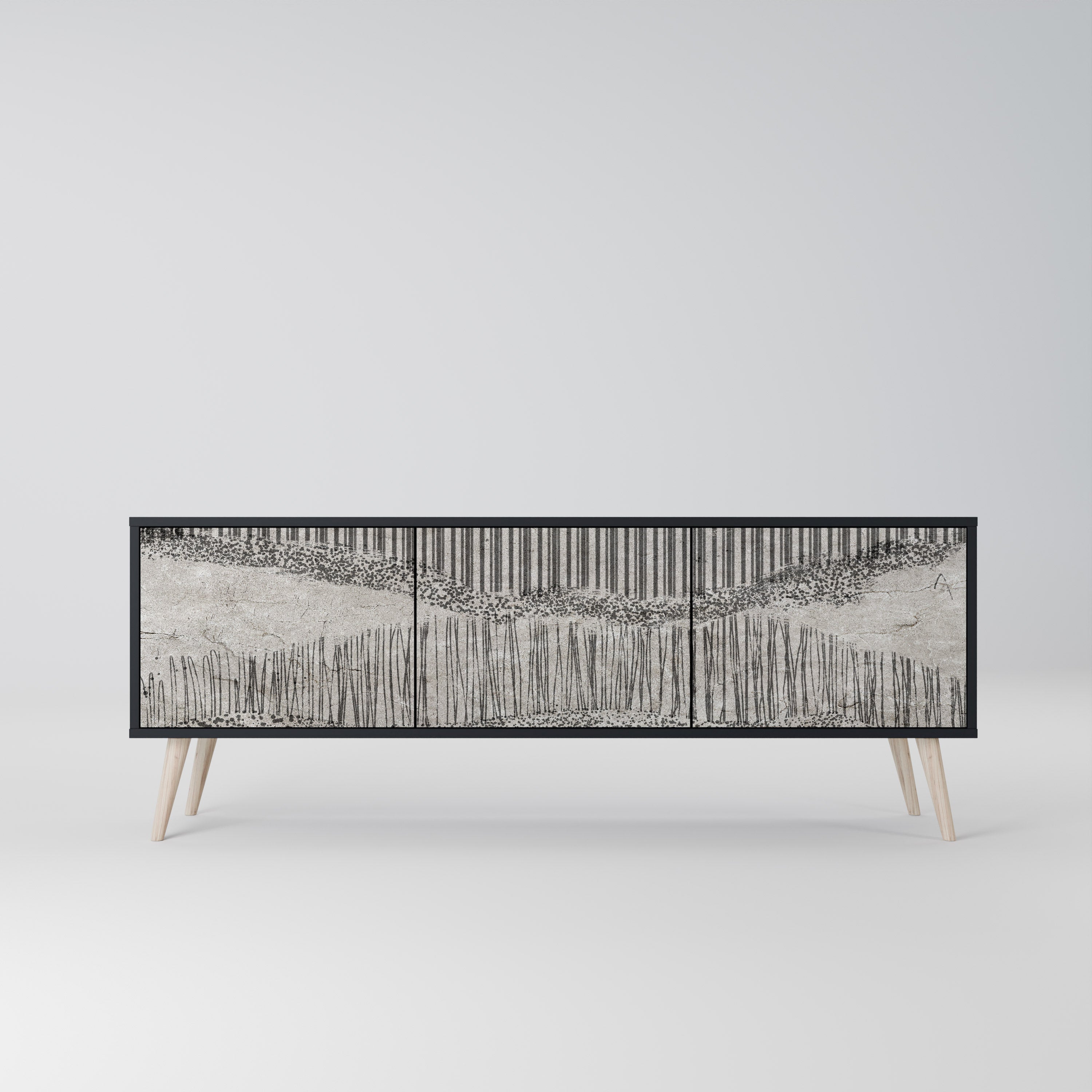 GRAIN LINES TV-Lowboard mit 3 Türen in Schwarz