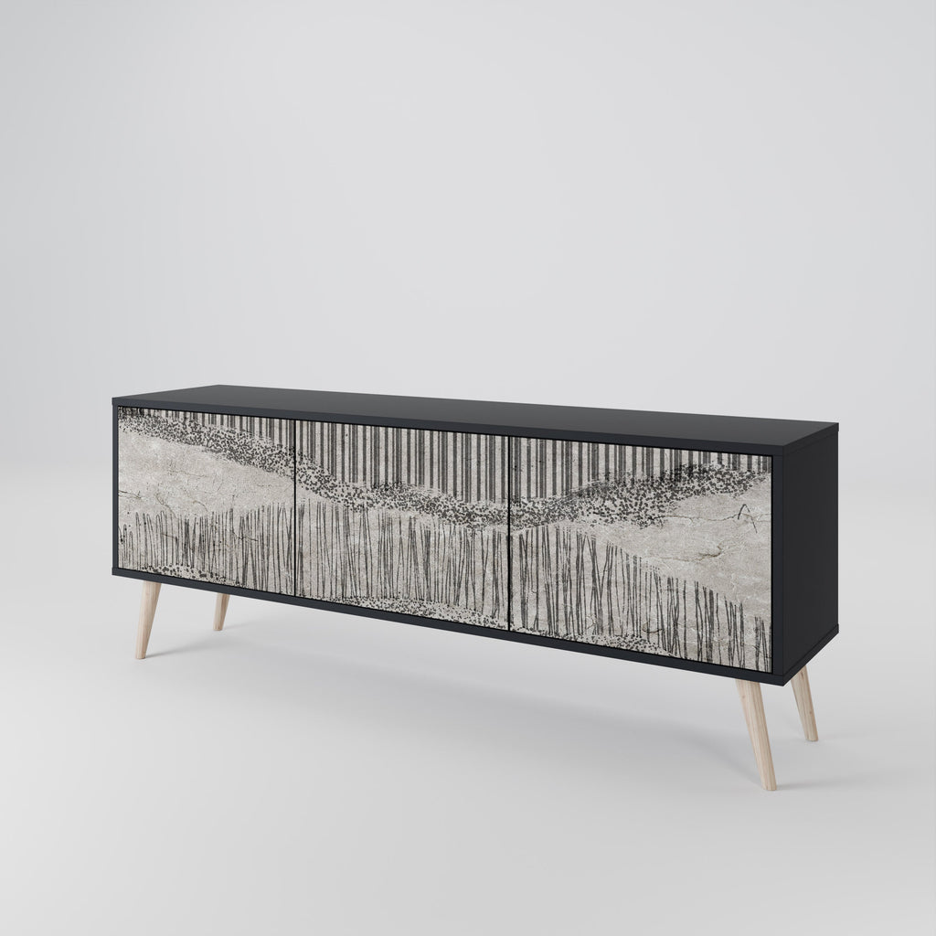 GRAIN LINES TV-Lowboard mit 3 Türen in Schwarz