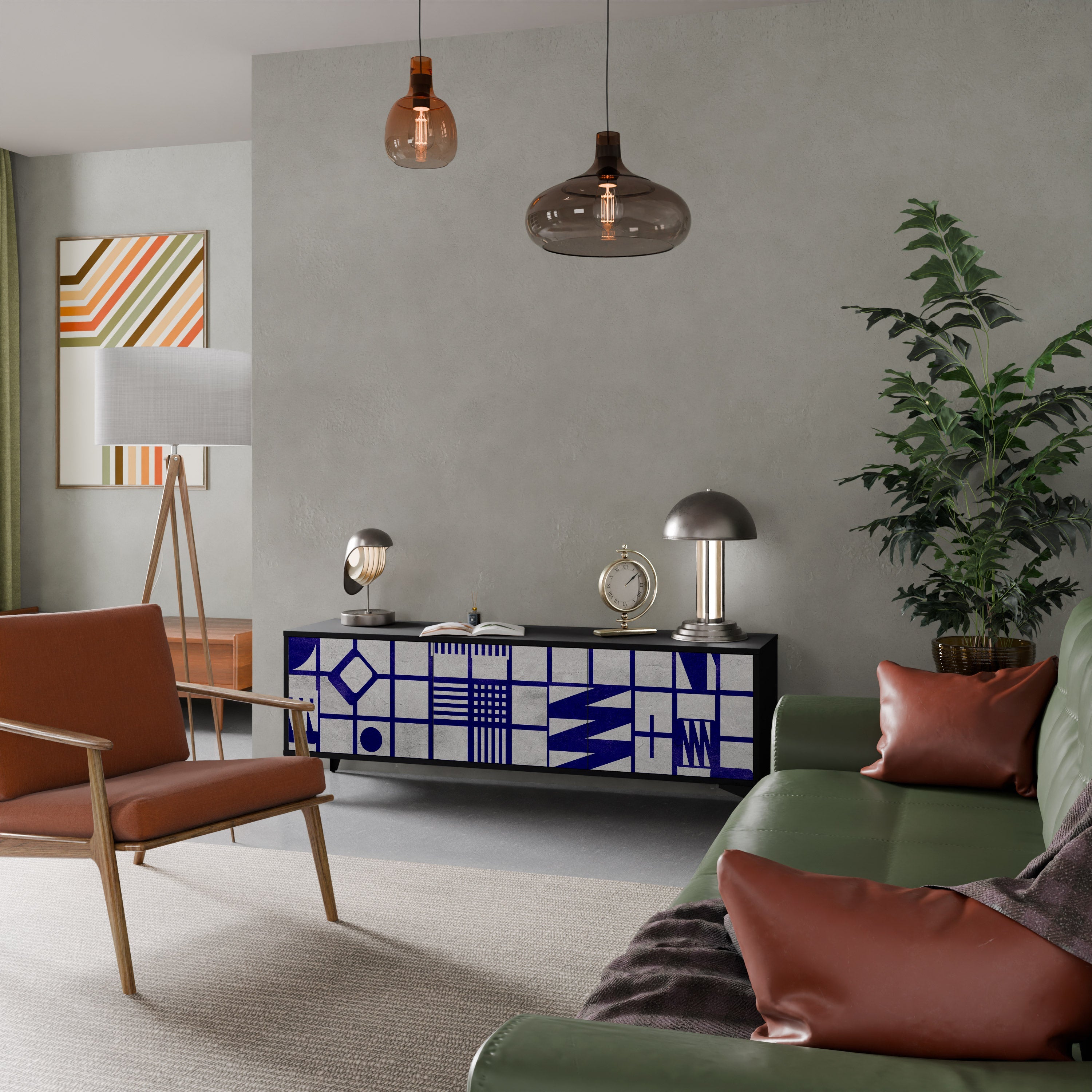 THE RIGHT PLACES TV-Lowboard mit 3 Türen in Schwarz