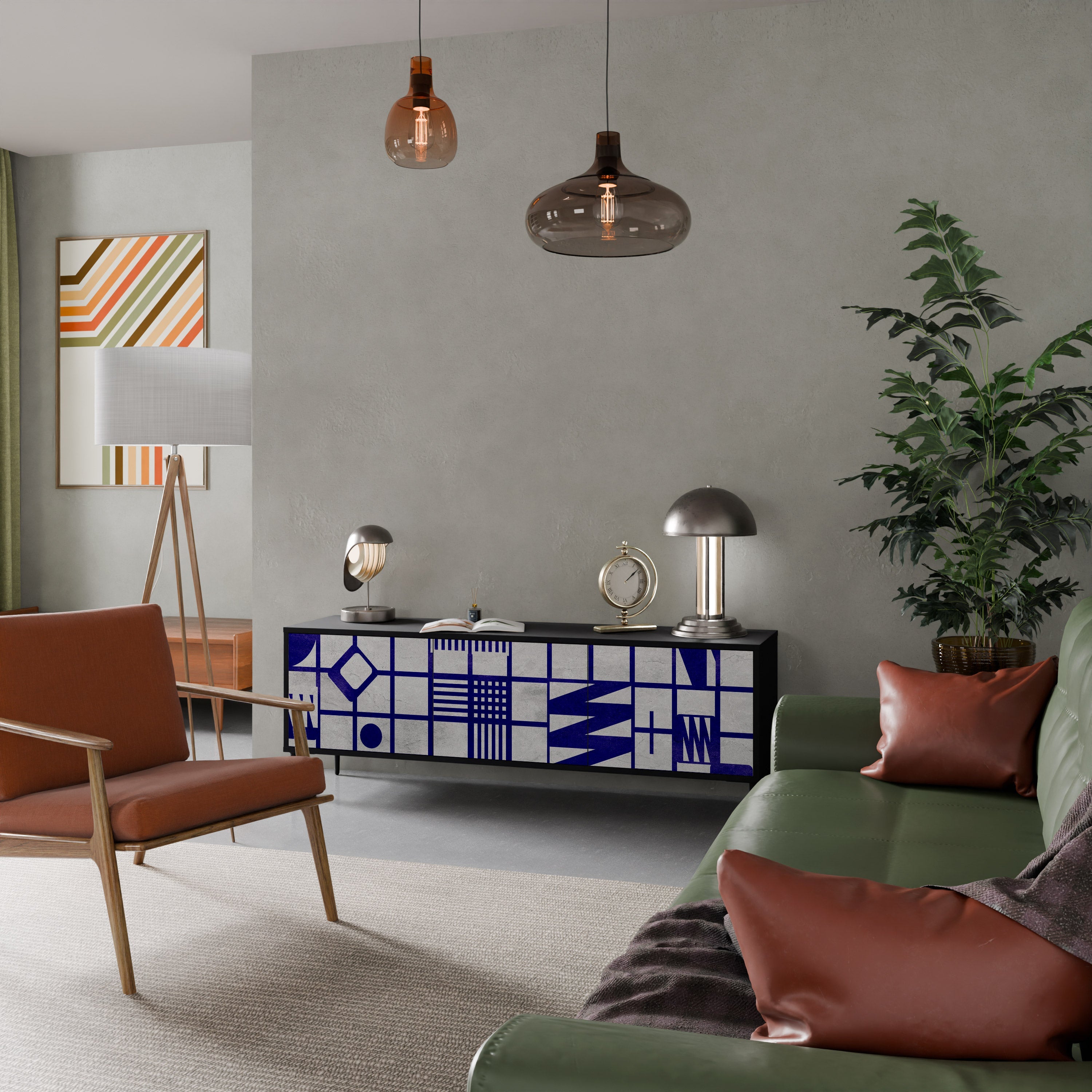 THE RIGHT PLACES TV-Lowboard mit 3 Türen in Schwarz