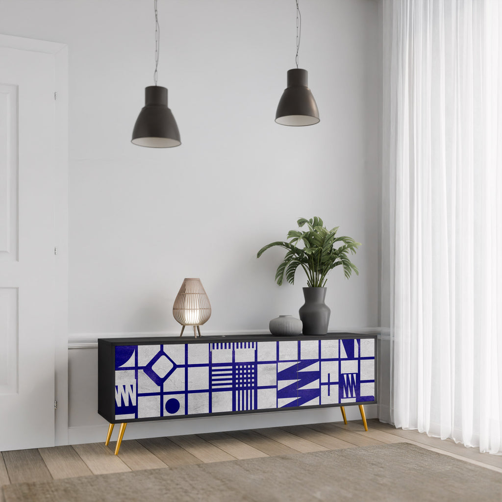 THE RIGHT PLACES TV-Lowboard mit 3 Türen in Schwarz