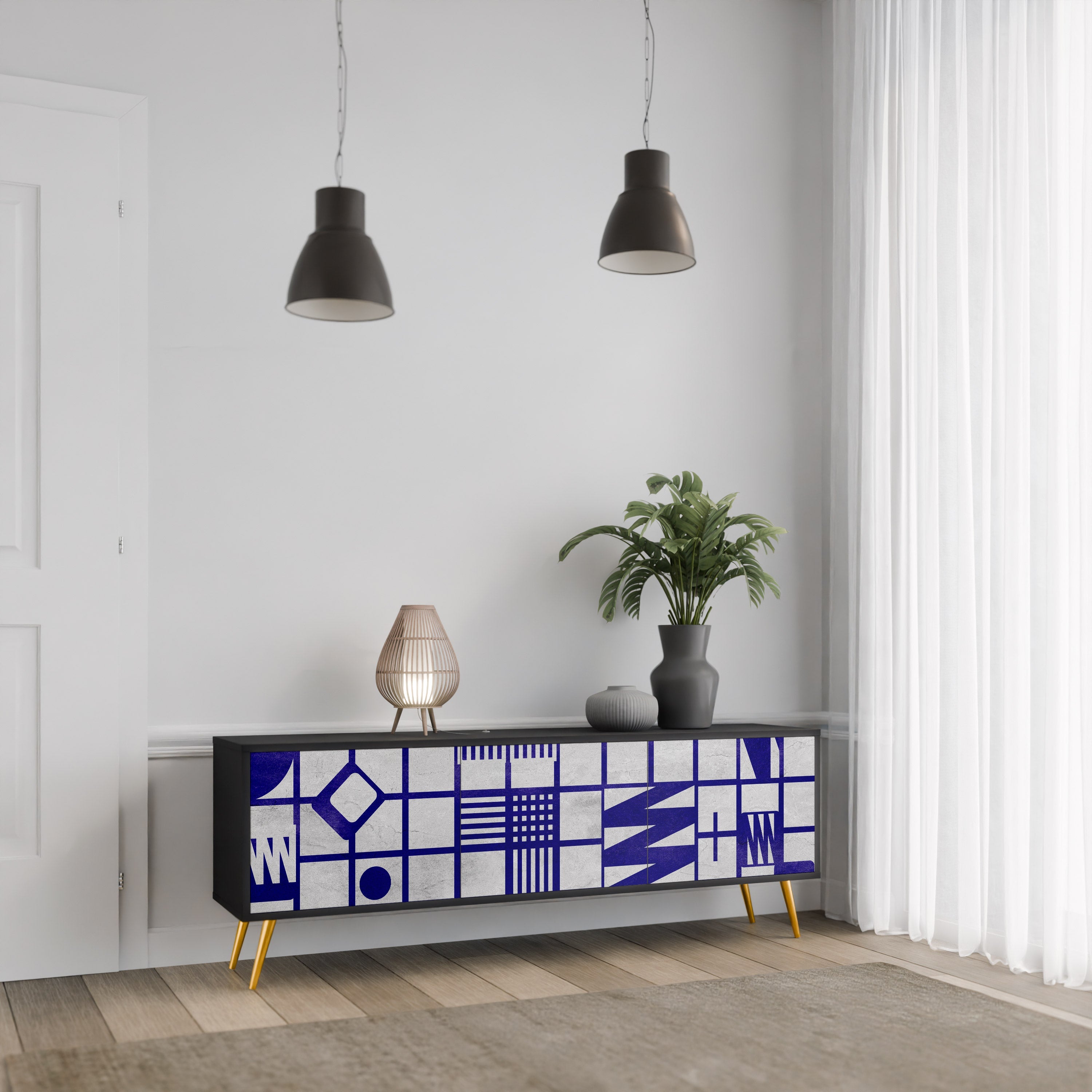 THE RIGHT PLACES TV-Lowboard mit 3 Türen in Schwarz