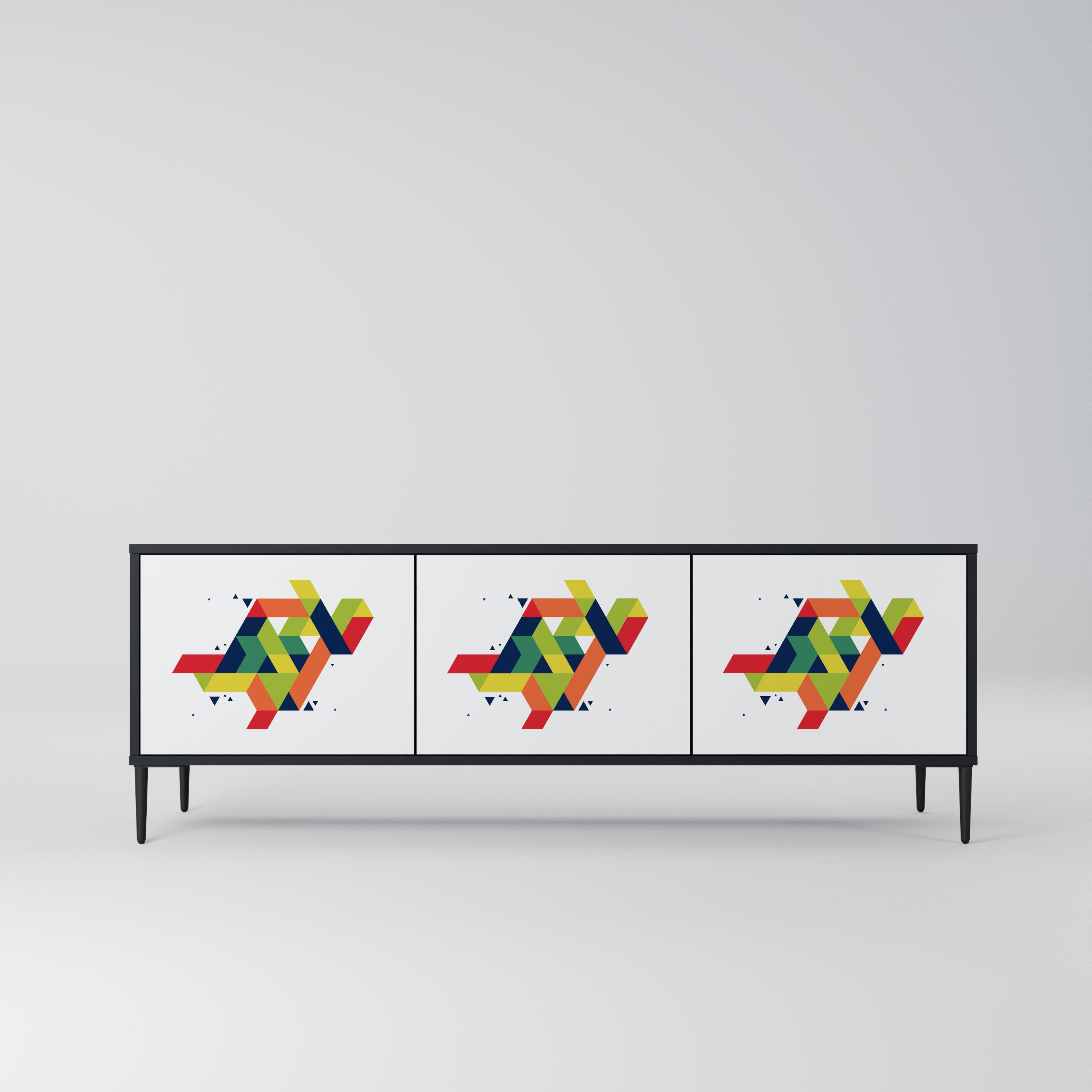 FUTURE SIGN TV-Lowboard mit 3 Türen in Schwarz