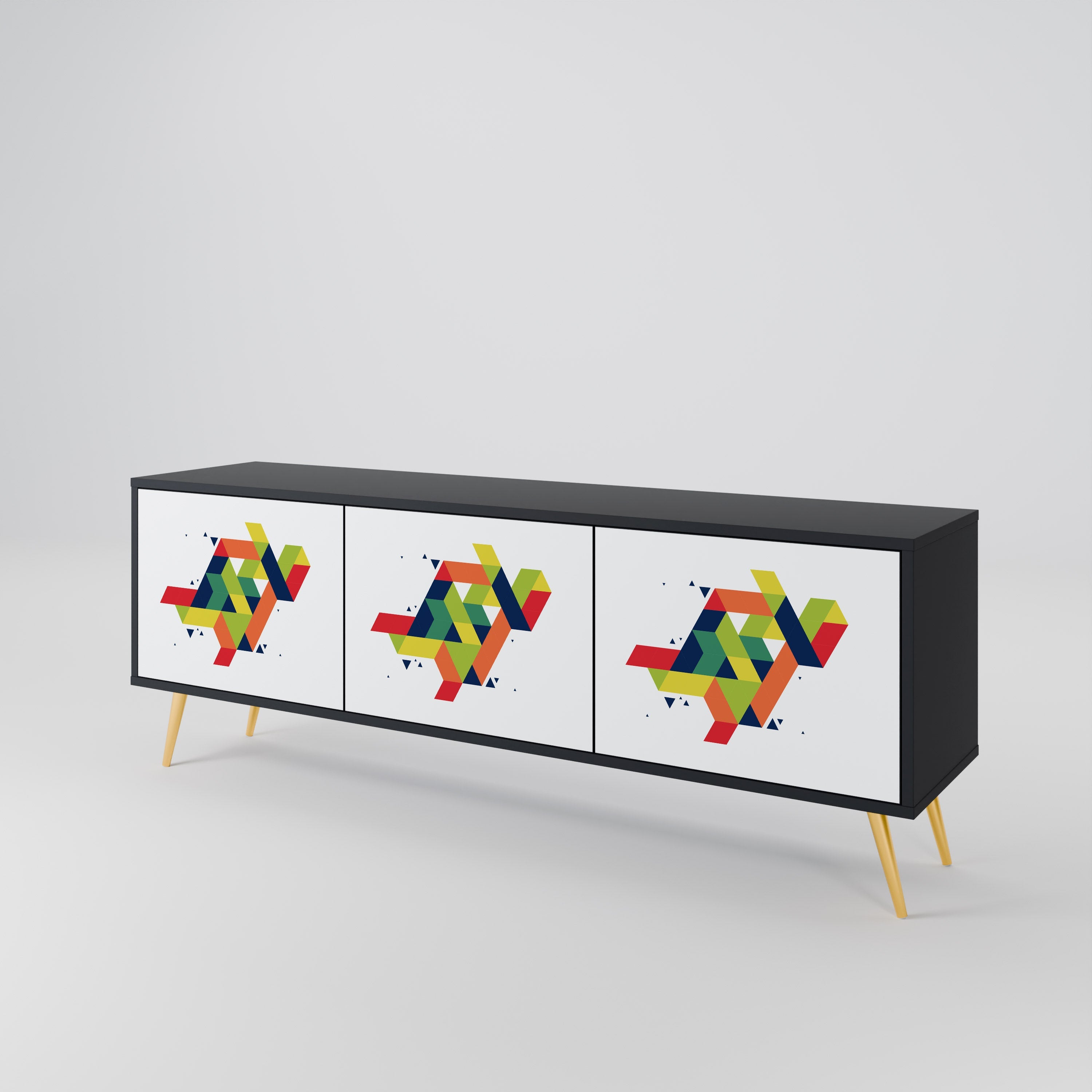 FUTURE SIGN TV-Lowboard mit 3 Türen in Schwarz