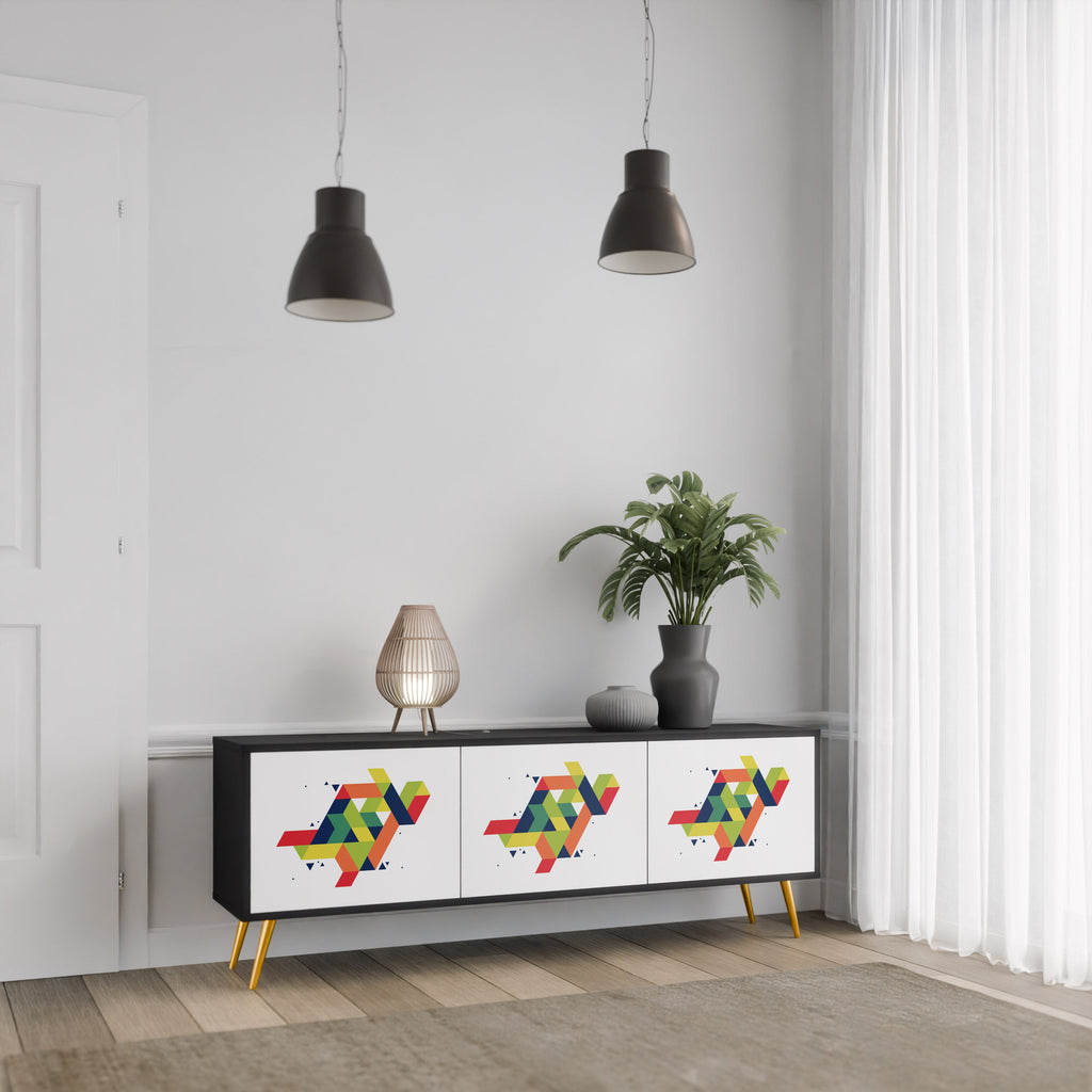 FUTURE SIGN TV-Lowboard mit 3 Türen in Schwarz