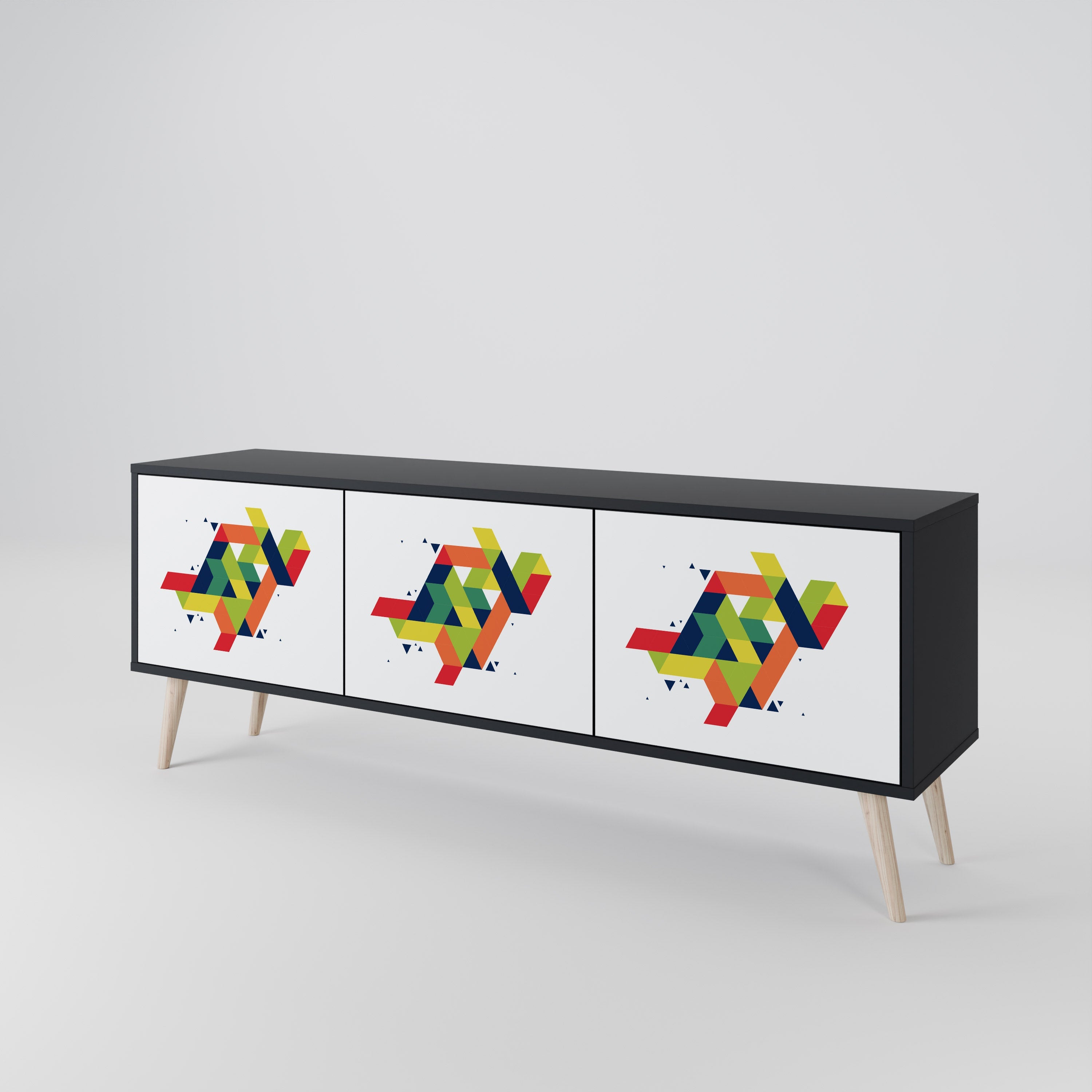 FUTURE SIGN TV-Lowboard mit 3 Türen in Schwarz