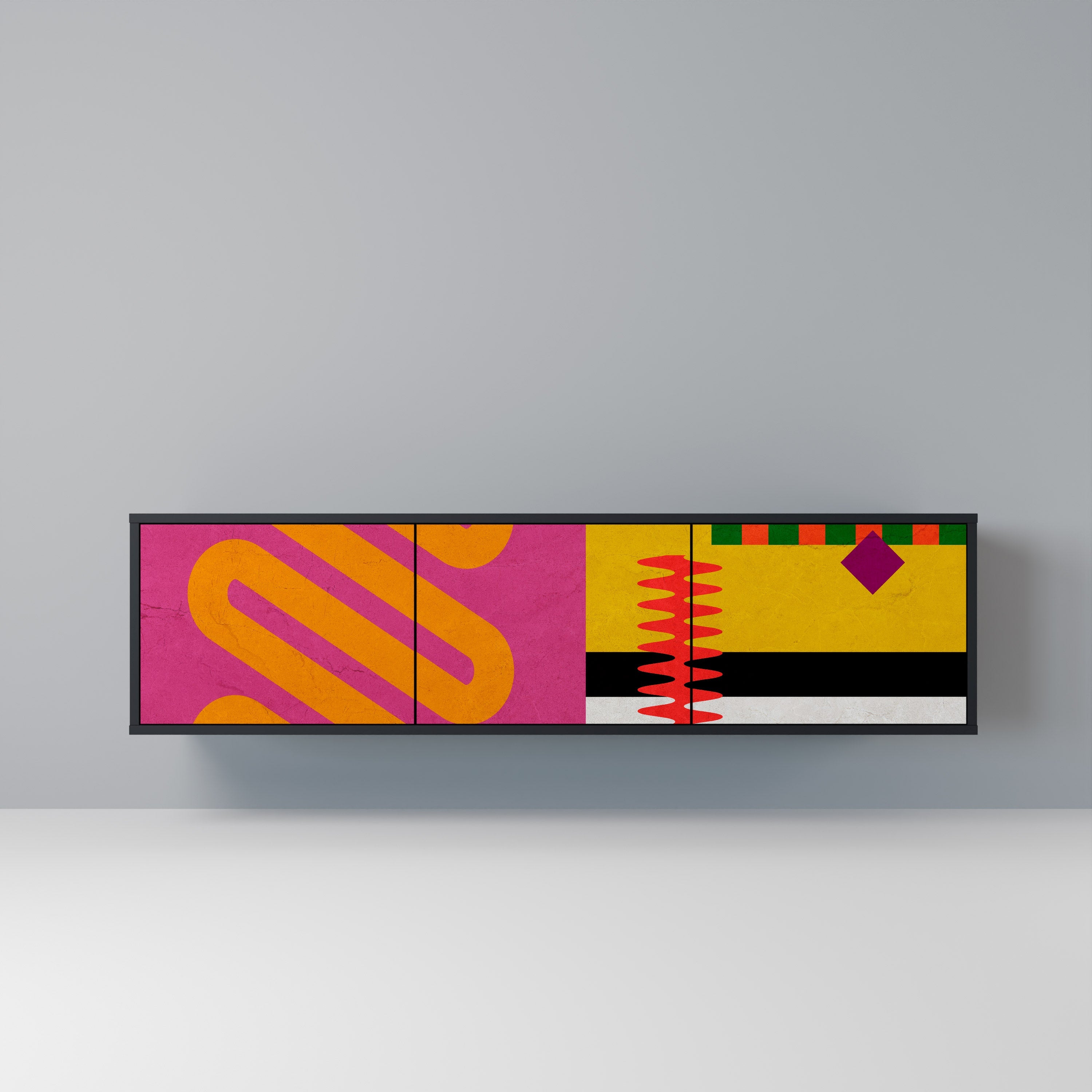 VIVID ART TV-Lowboard mit 3 Türen in Schwarz