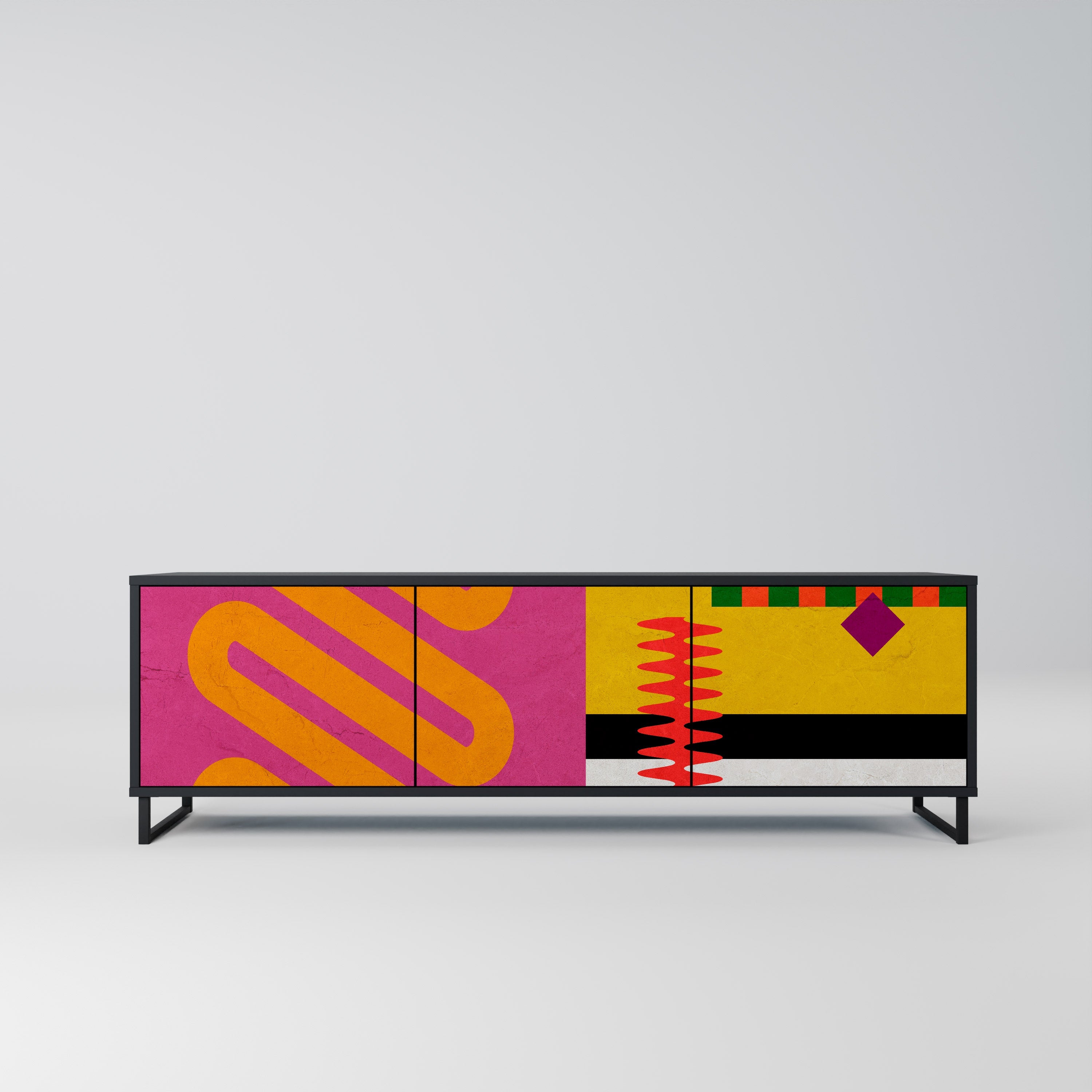 VIVID ART TV-Lowboard mit 3 Türen in Schwarz