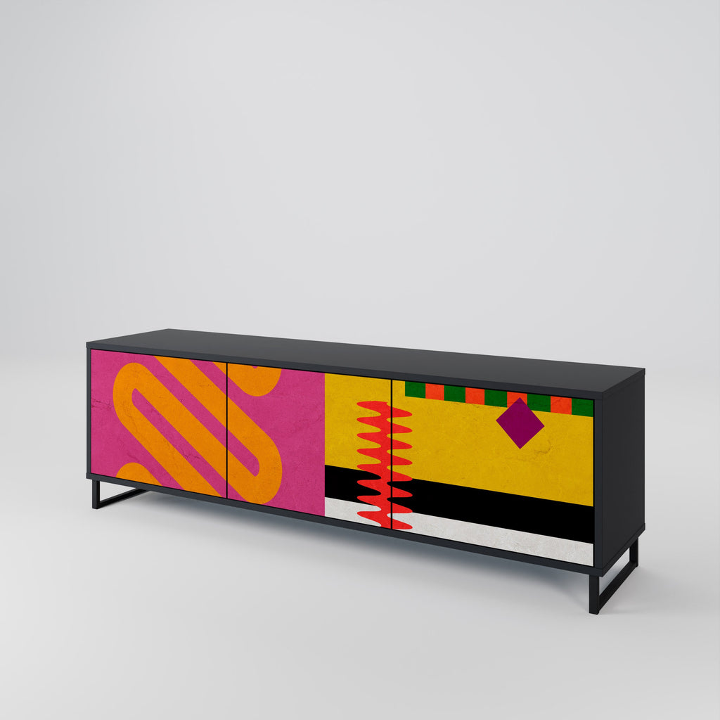 VIVID ART TV-Lowboard mit 3 Türen in Schwarz