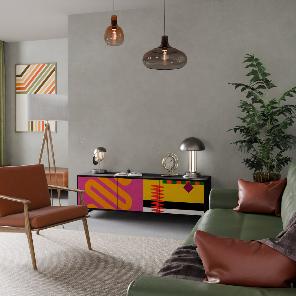 VIVID ART TV-Lowboard mit 3 Türen in Schwarz