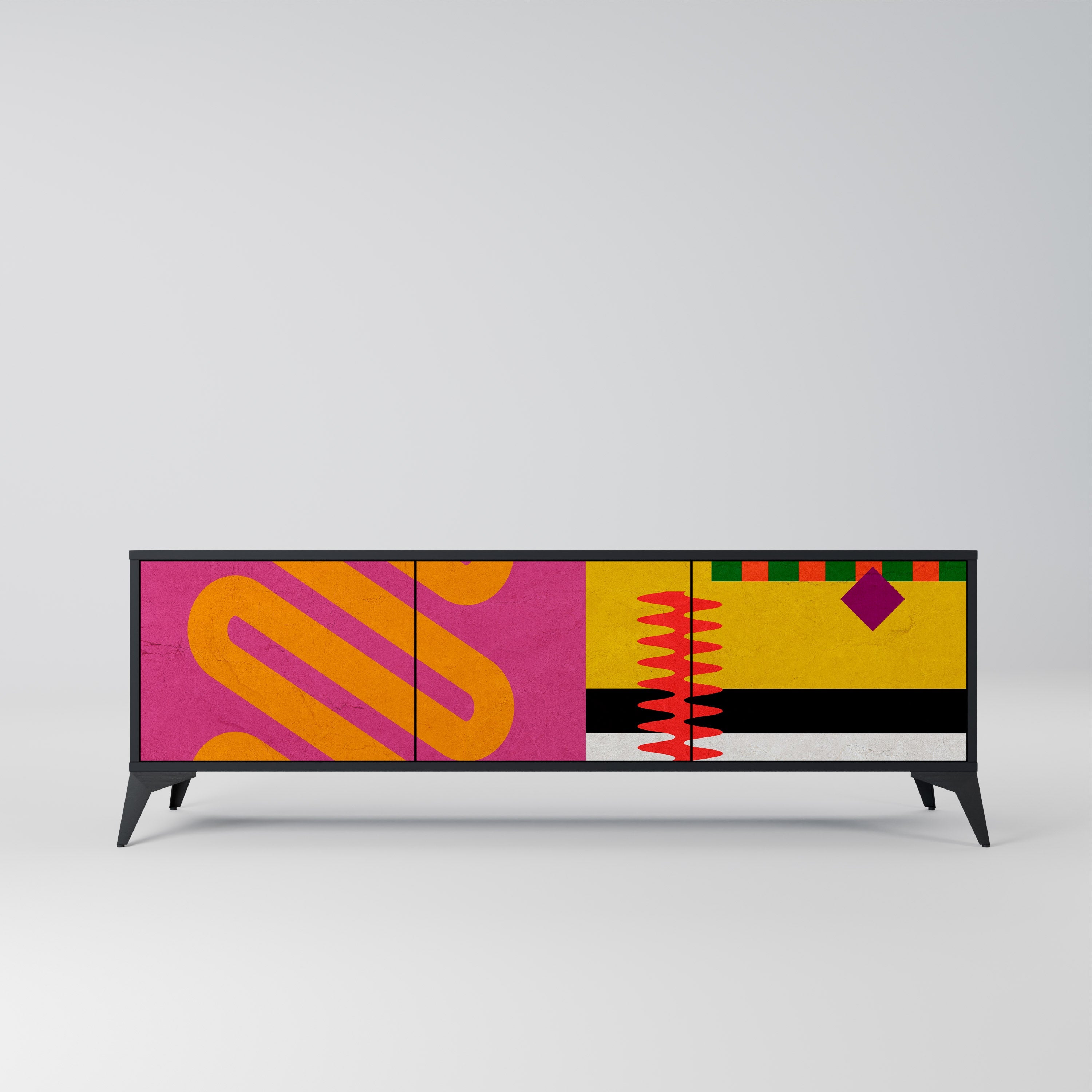 VIVID ART TV-Lowboard mit 3 Türen in Schwarz