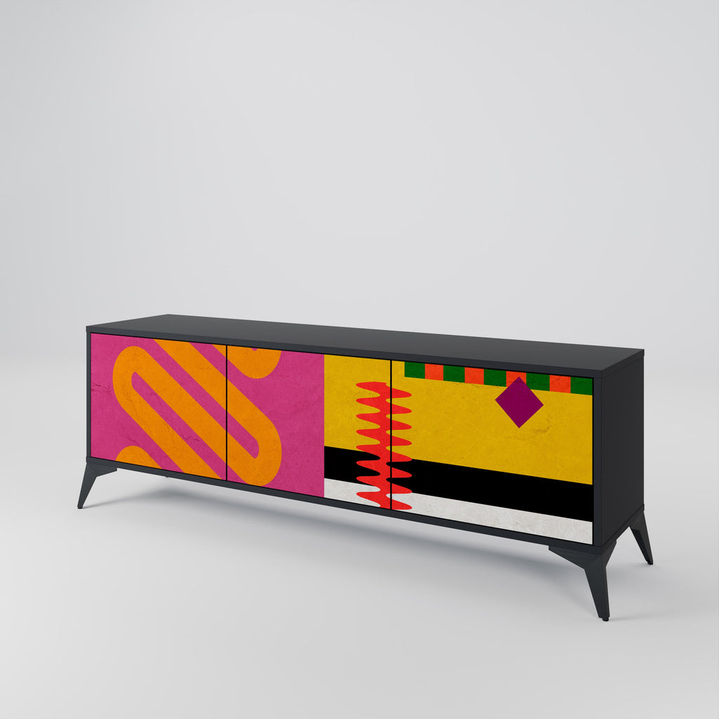 VIVID ART TV-Lowboard mit 3 Türen in Schwarz