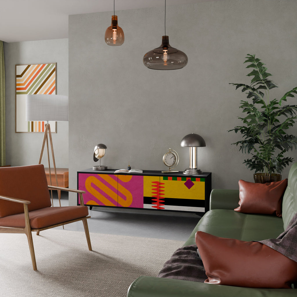 VIVID ART TV-Lowboard mit 3 Türen in Schwarz