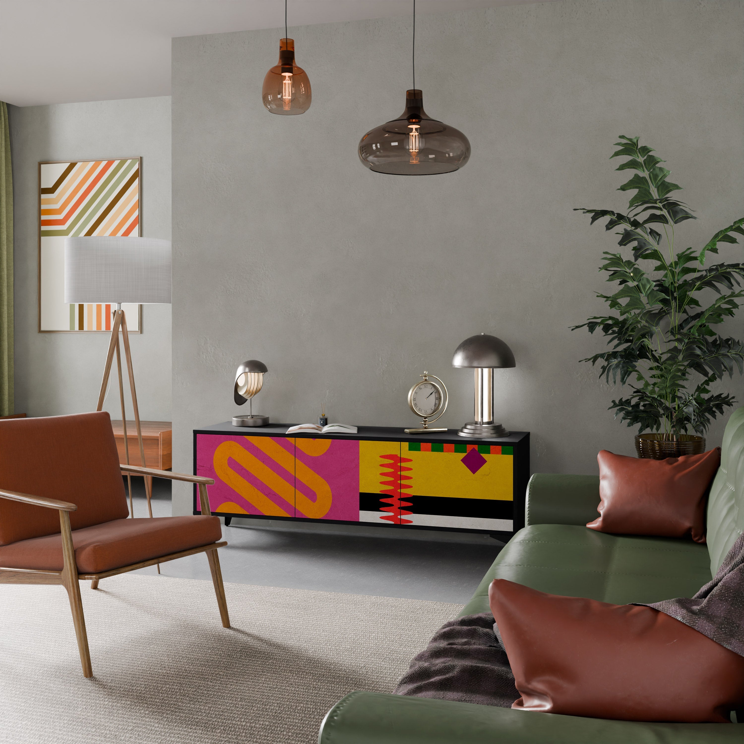 VIVID ART TV-Lowboard mit 3 Türen in Schwarz