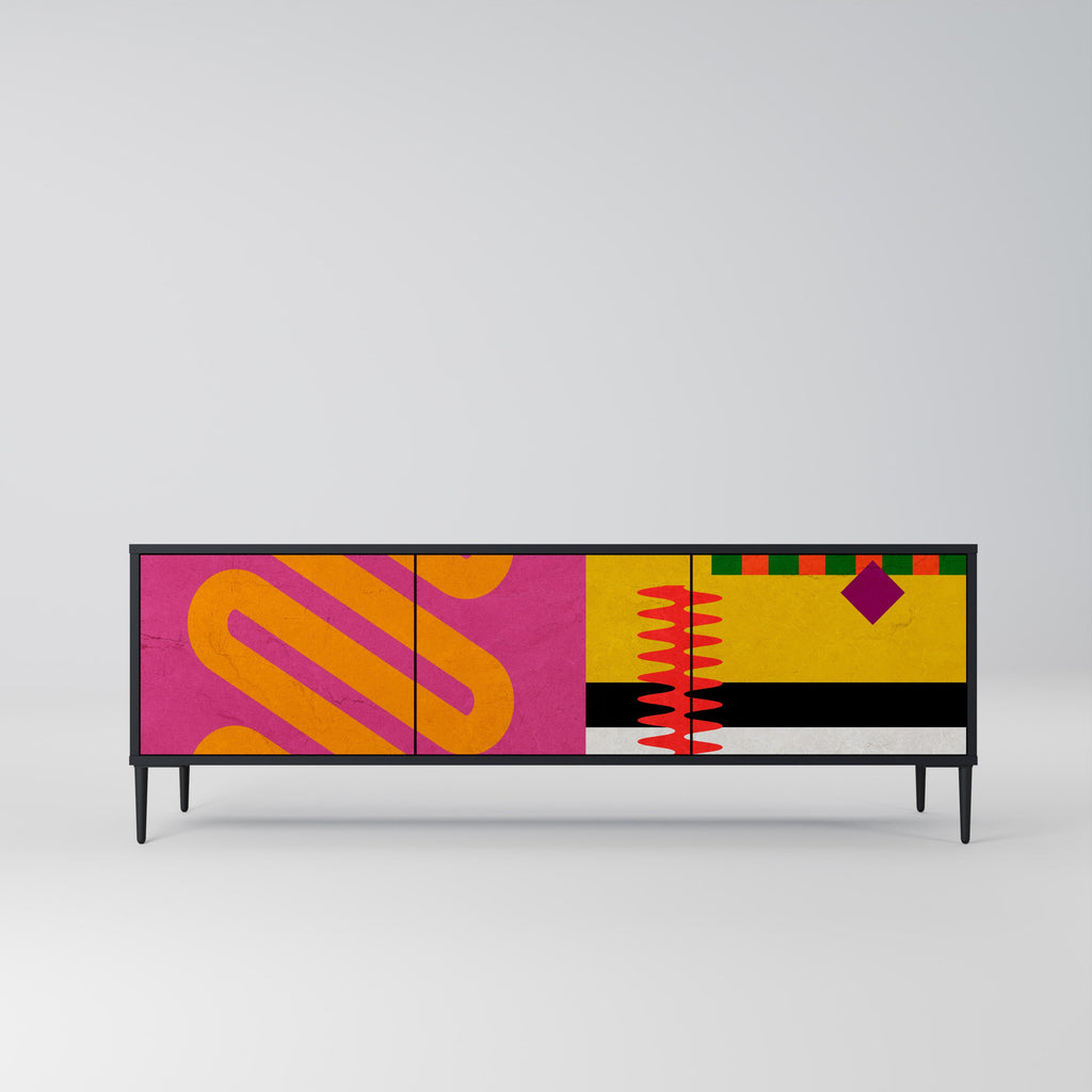 VIVID ART TV-Lowboard mit 3 Türen in Schwarz