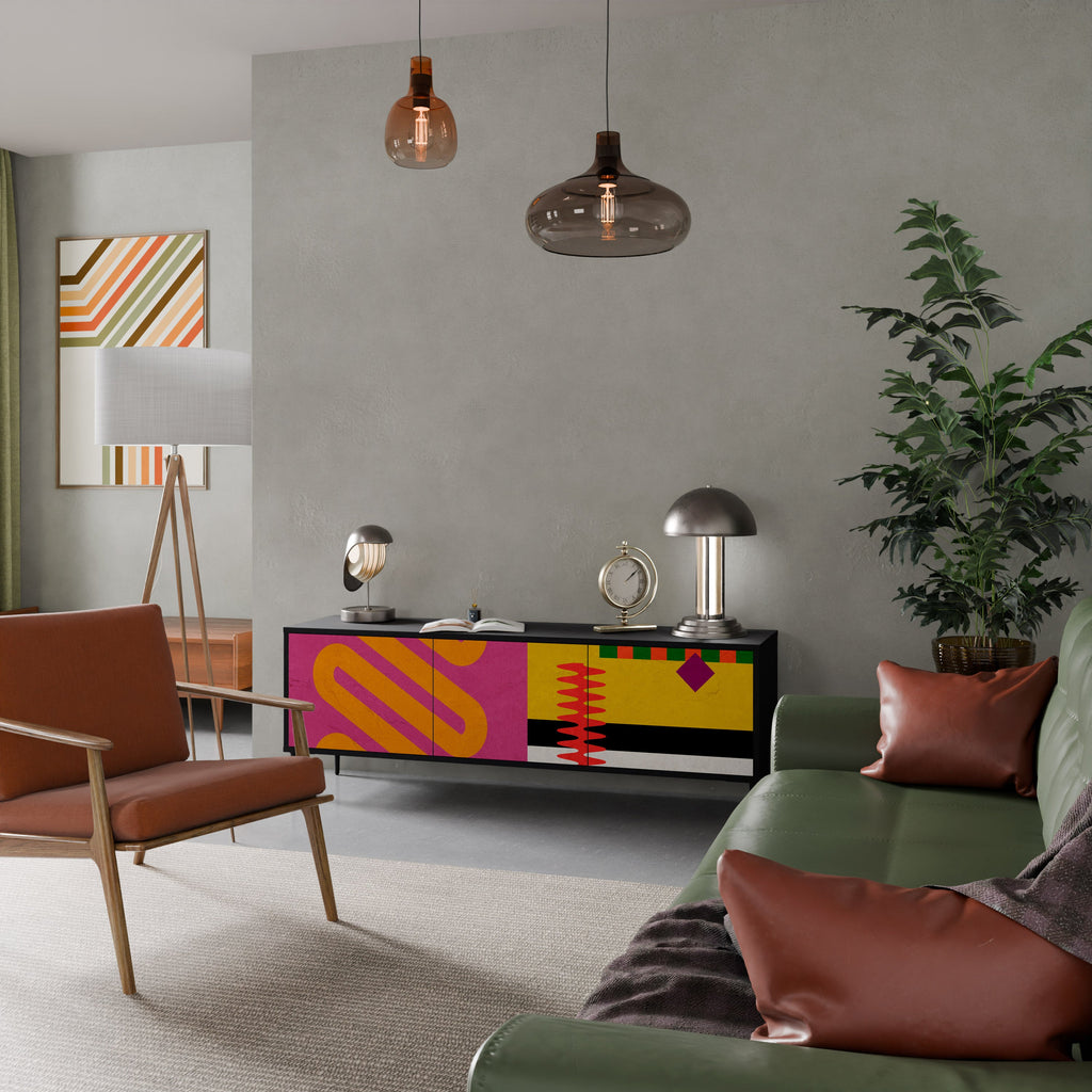 VIVID ART TV-Lowboard mit 3 Türen in Schwarz