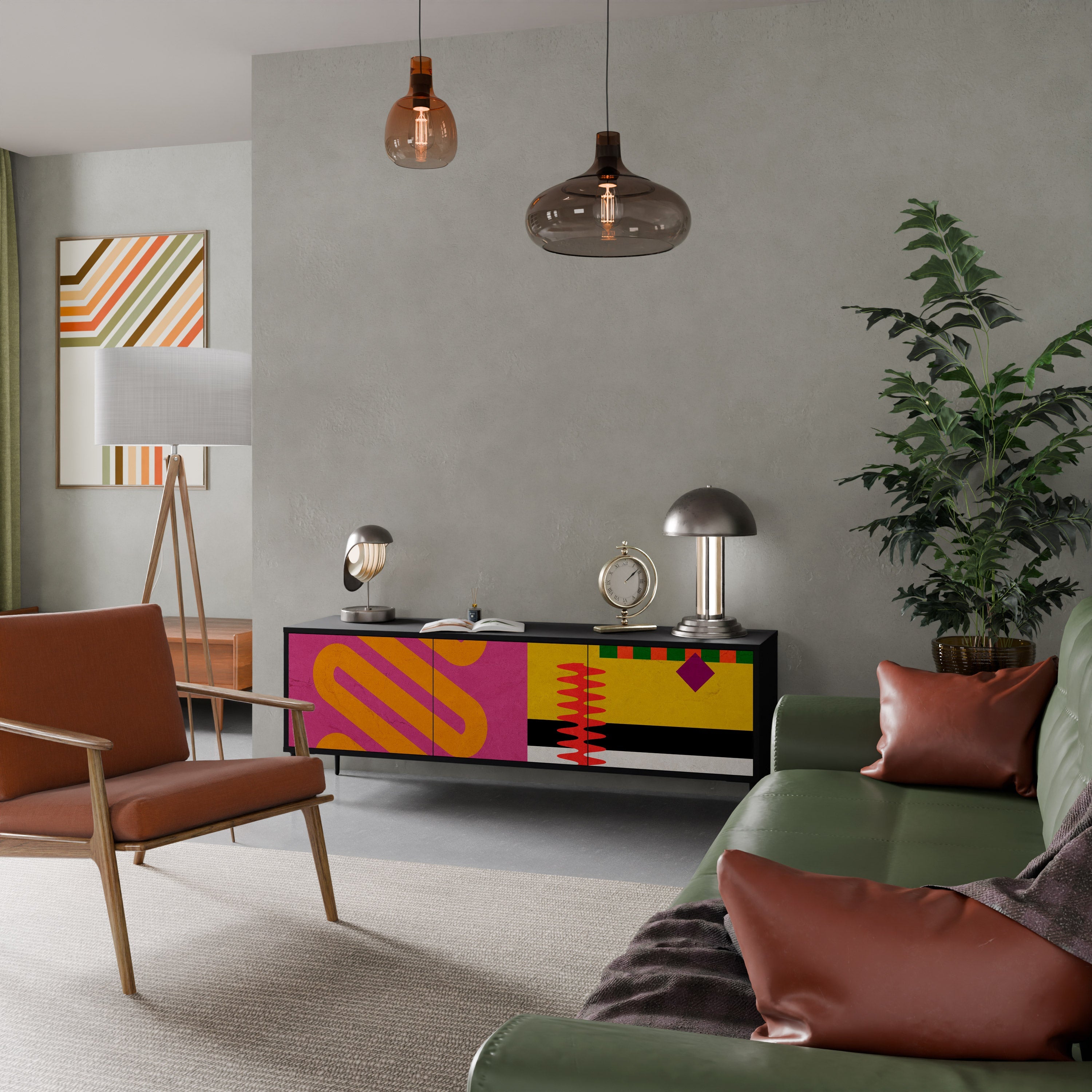 VIVID ART TV-Lowboard mit 3 Türen in Schwarz