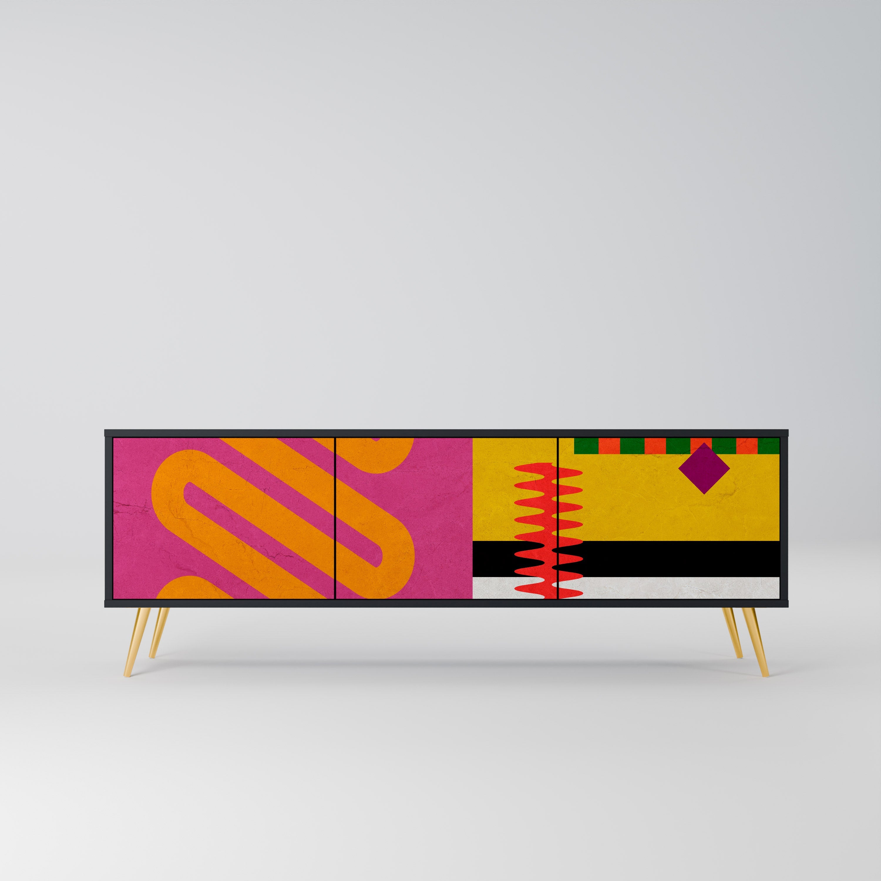 VIVID ART TV-Lowboard mit 3 Türen in Schwarz