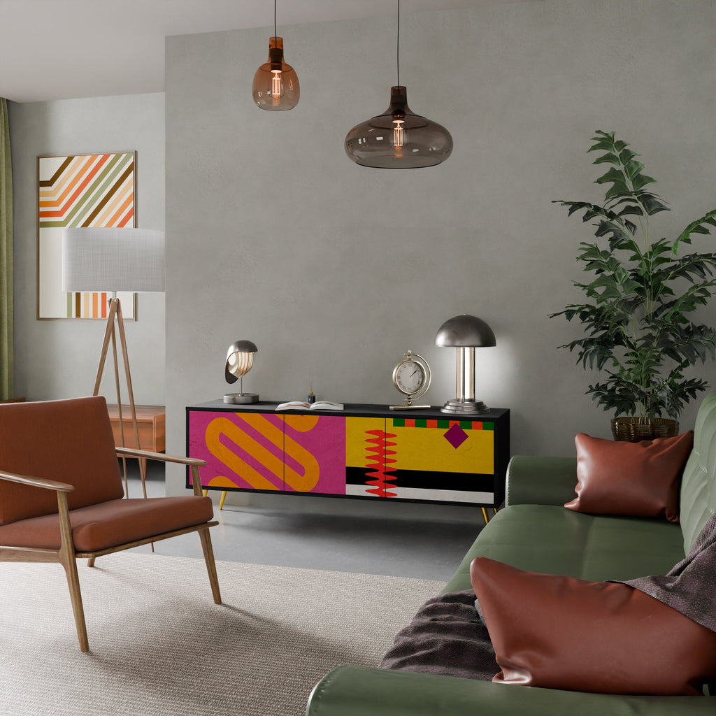 VIVID ART TV-Lowboard mit 3 Türen in Schwarz