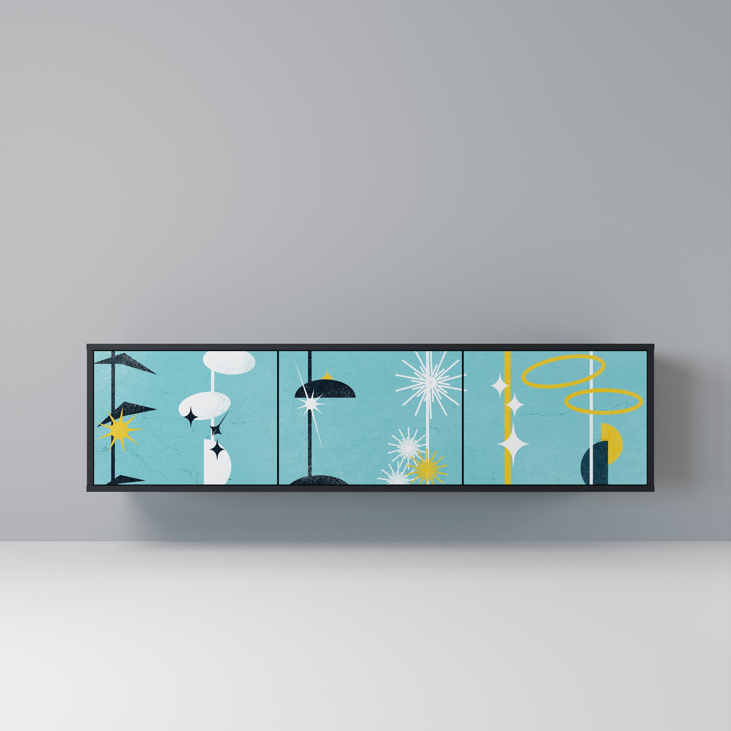 PATHS TO HAPPINESS TV-Lowboard mit 3 Türen in Schwarz