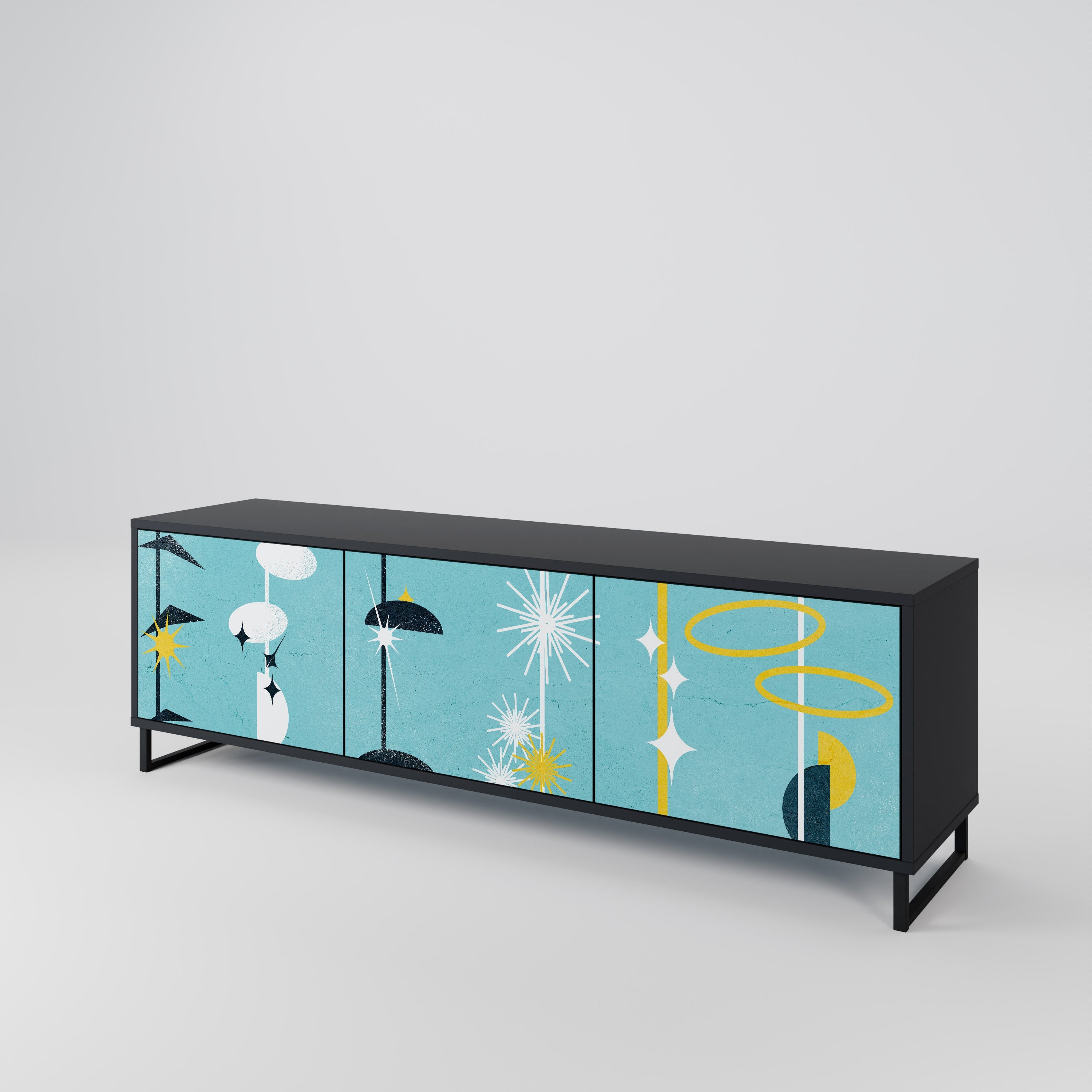 PATHS TO HAPPINESS TV-Lowboard mit 3 Türen in Schwarz