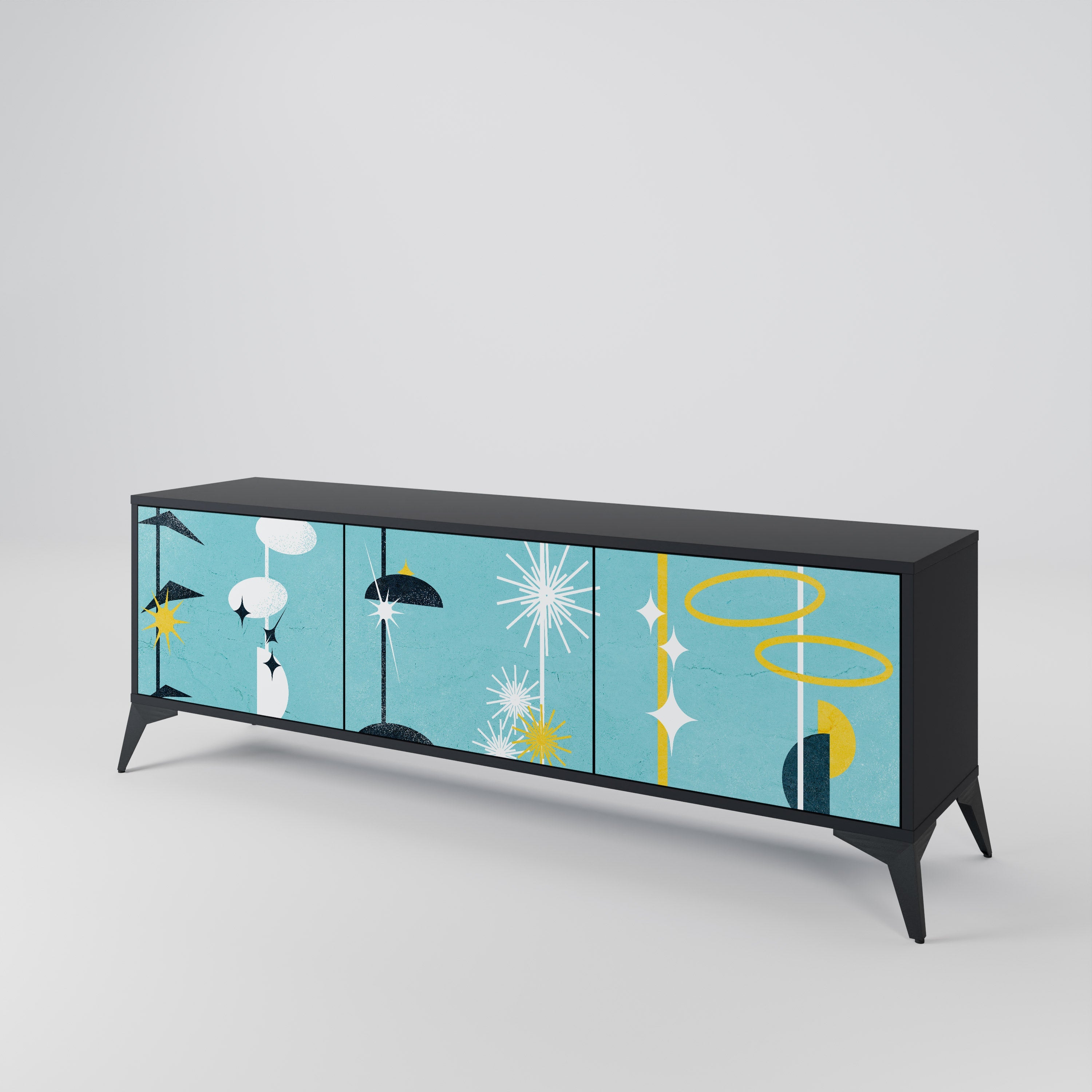 PATHS TO HAPPINESS TV-Lowboard mit 3 Türen in Schwarz