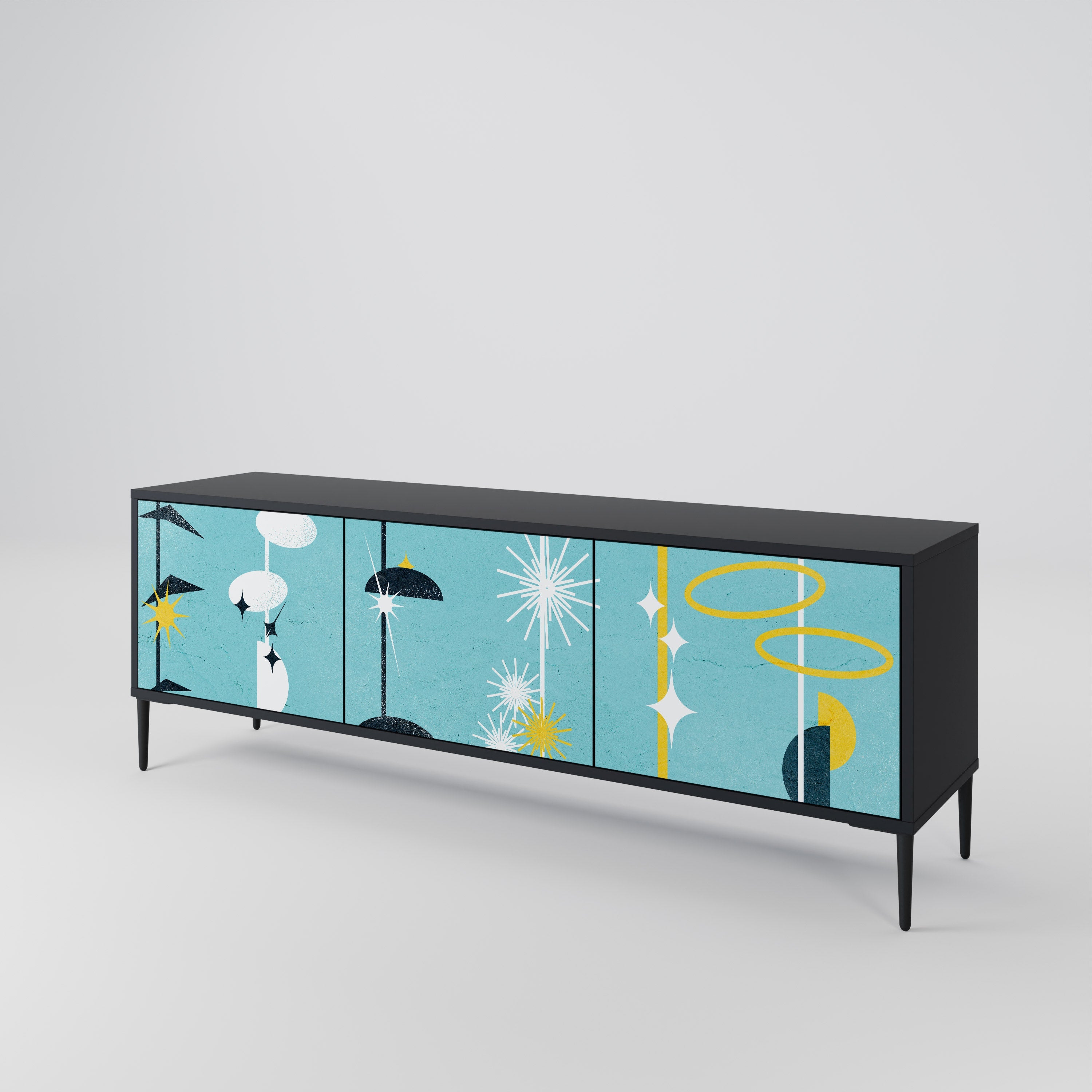 PATHS TO HAPPINESS TV-Lowboard mit 3 Türen in Schwarz