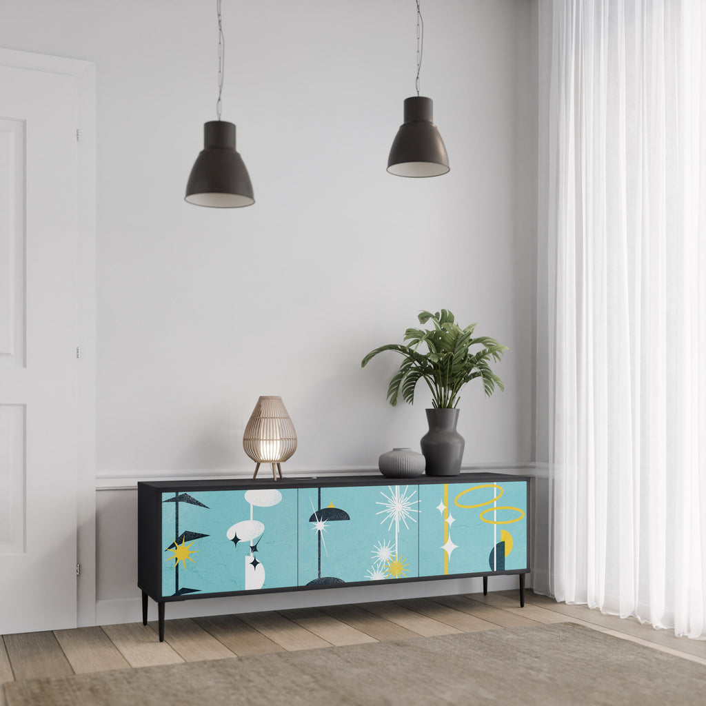 PATHS TO HAPPINESS TV-Lowboard mit 3 Türen in Schwarz