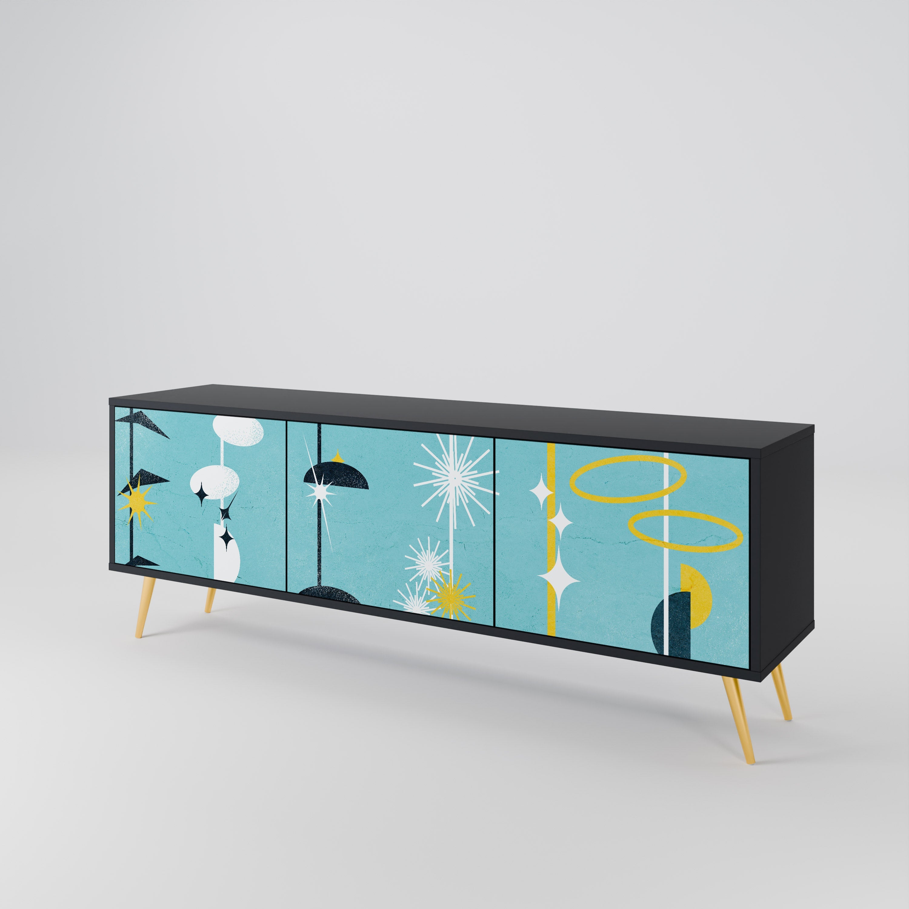 PATHS TO HAPPINESS TV-Lowboard mit 3 Türen in Schwarz