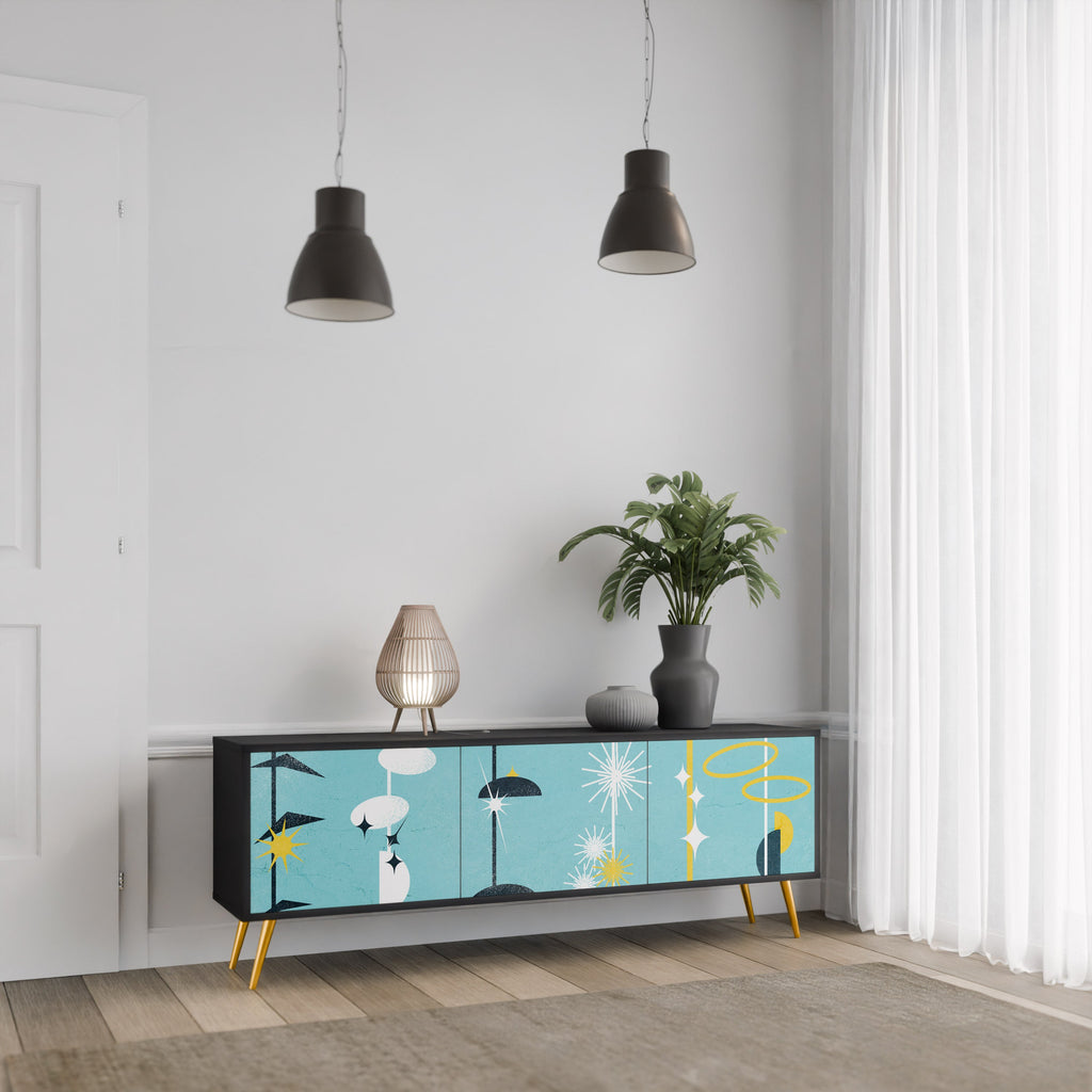 PATHS TO HAPPINESS TV-Lowboard mit 3 Türen in Schwarz