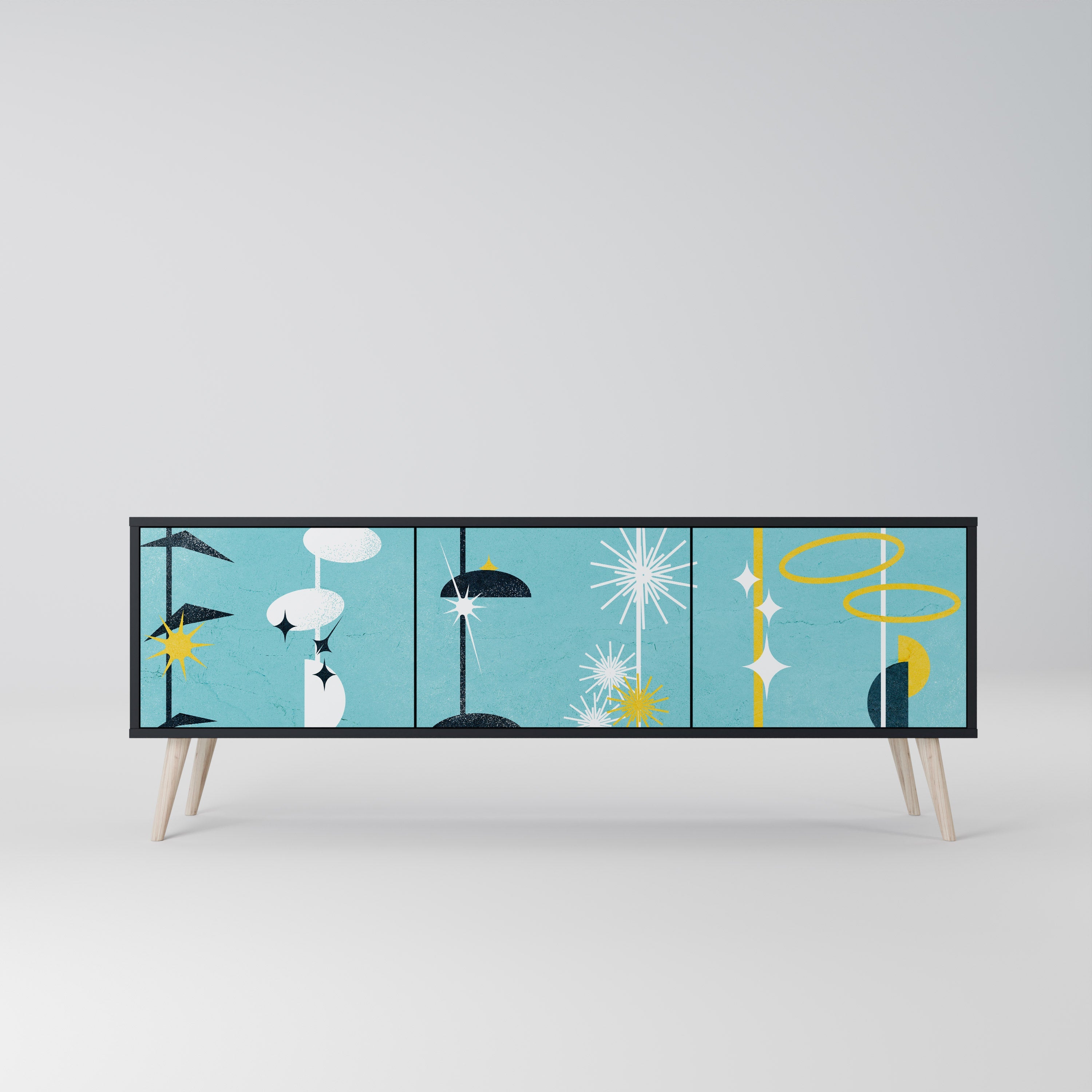 PATHS TO HAPPINESS TV-Lowboard mit 3 Türen in Schwarz