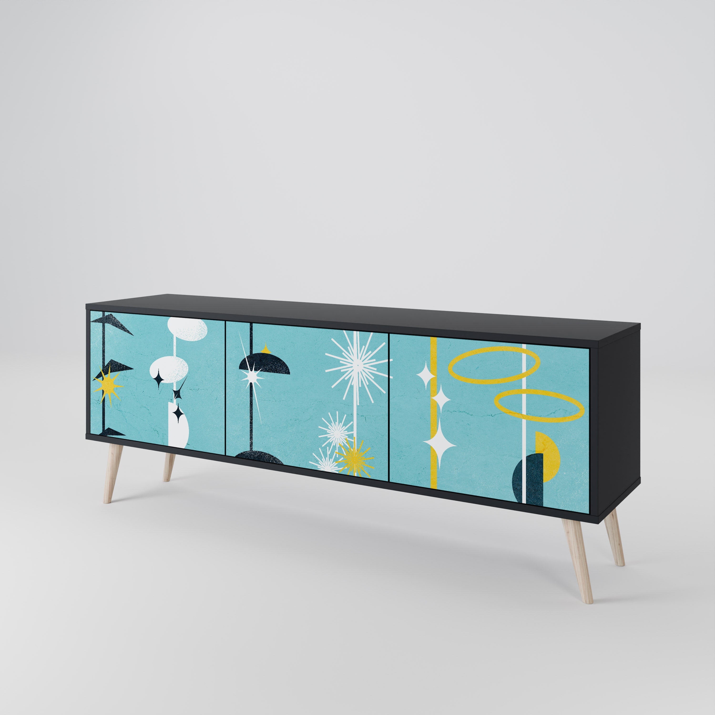 PATHS TO HAPPINESS TV-Lowboard mit 3 Türen in Schwarz